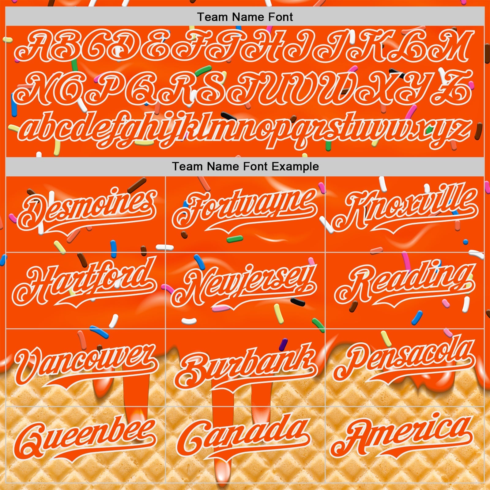 Custom Orange-White Ice Cream Waffle Foodie Dessert Authentic Baseball Jersey view 4