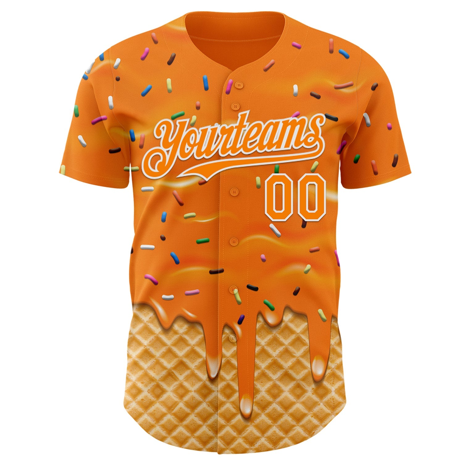 Custom Bay Orange-White Ice Cream Waffle Foodie Dessert Authentic Baseball Jersey view 2