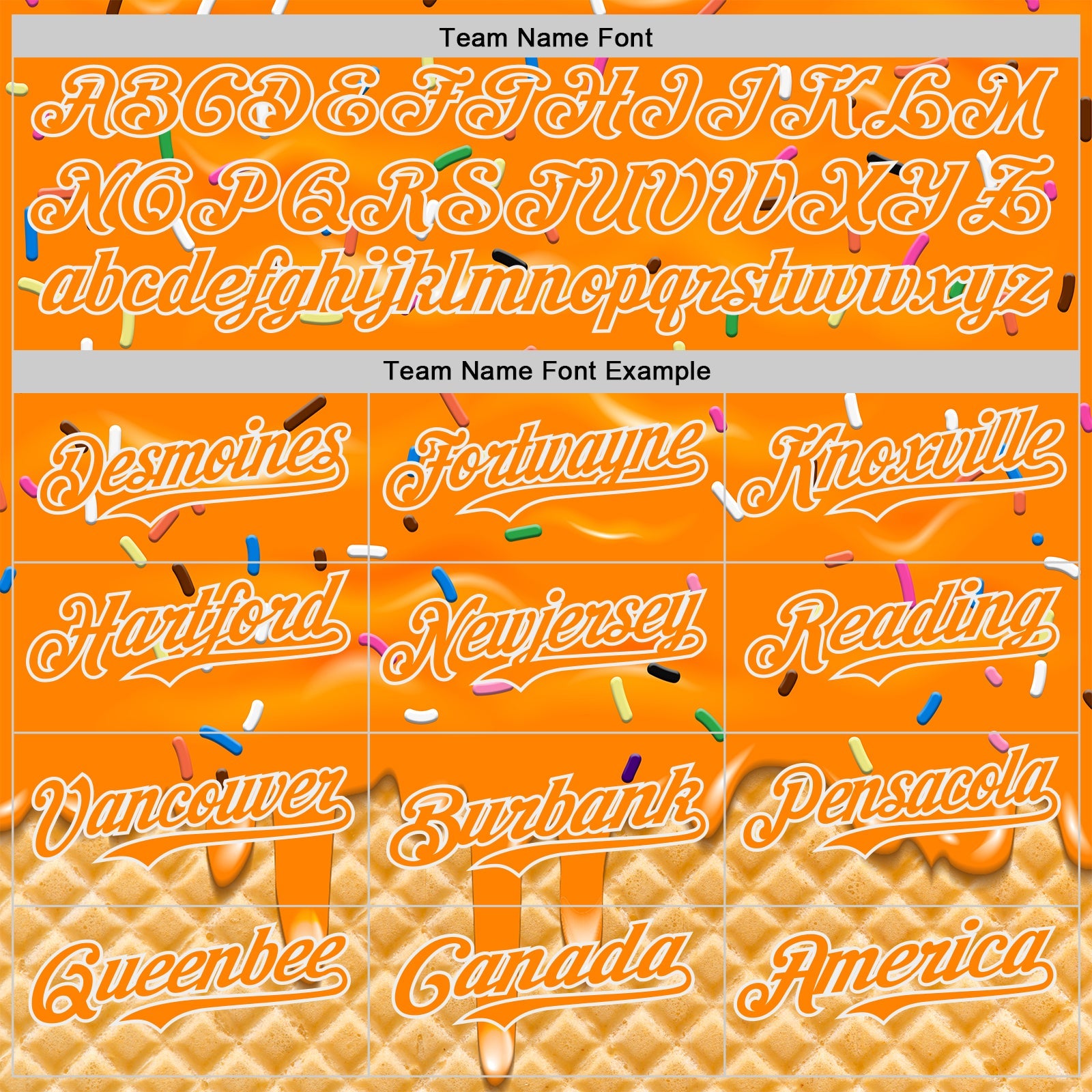 Custom Bay Orange-White Ice Cream Waffle Foodie Dessert Authentic Baseball Jersey view 4