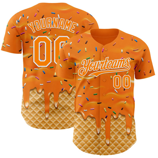 Custom Bay Orange-White Ice Cream Waffle Foodie Dessert Authentic Baseball Jersey - Main View