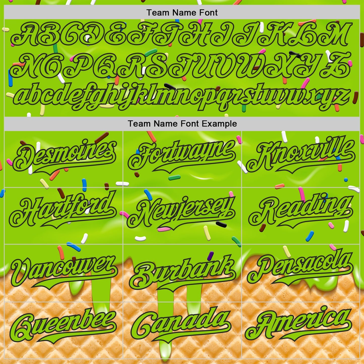 Custom Neon Green-Black Ice Cream Waffle Foodie Dessert Authentic Baseball Jersey view 4