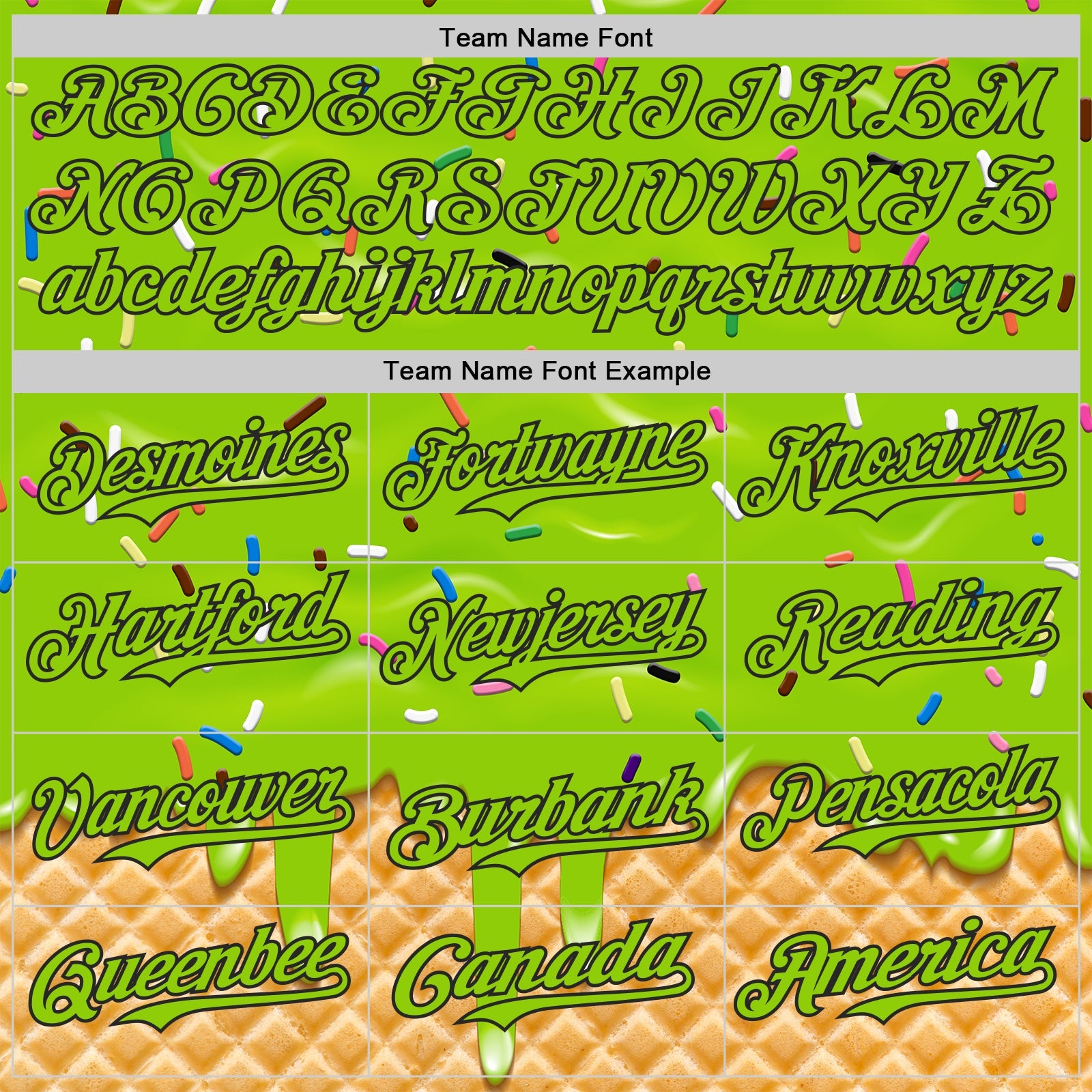 Custom Neon Green-Black Ice Cream Waffle Foodie Dessert Authentic Baseball Jersey view 4