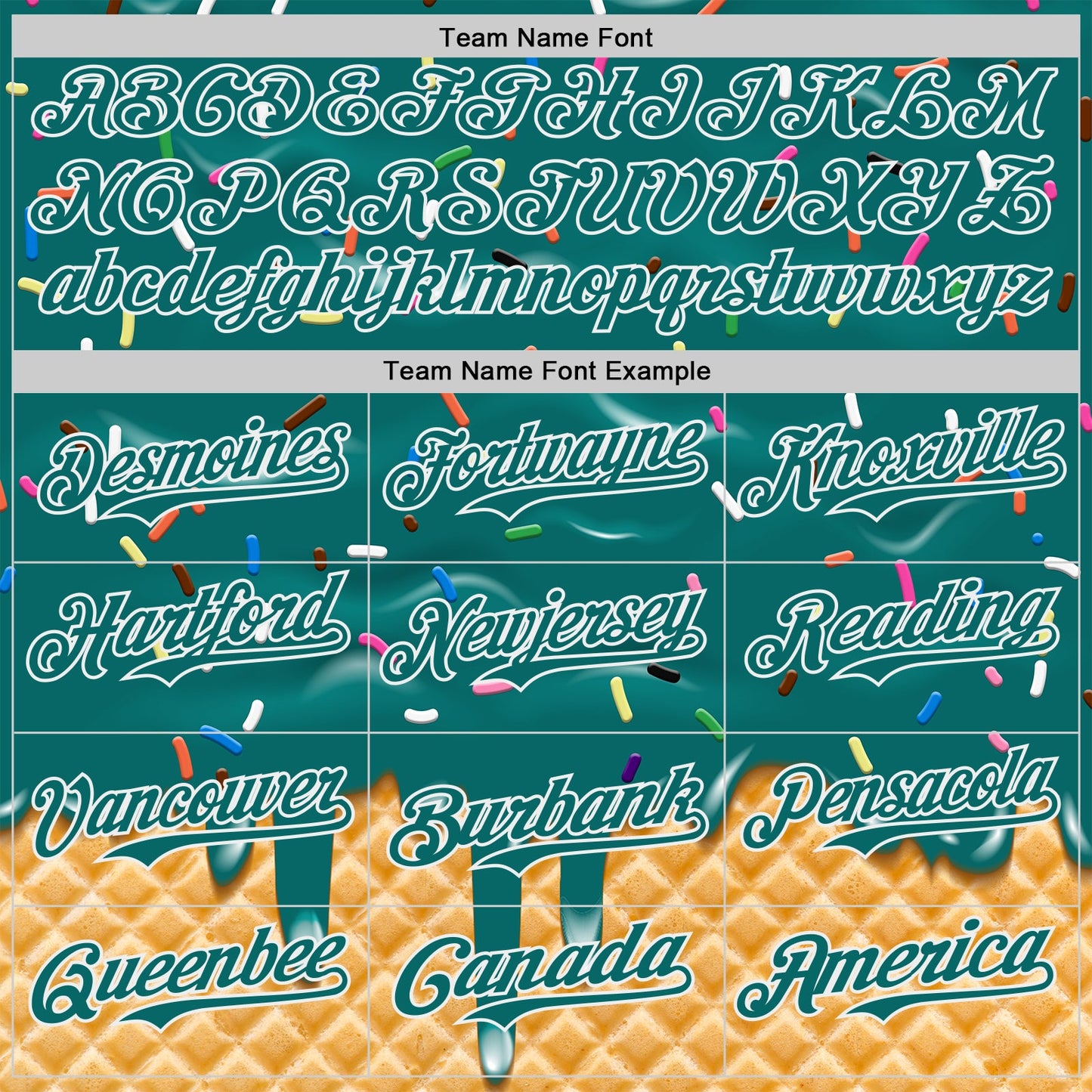 Custom Teal-White Ice Cream Waffle Foodie Dessert Authentic Baseball Jersey view 4