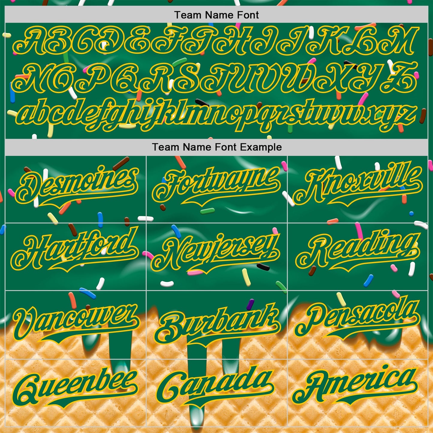 Custom Kelly Green-Yellow Ice Cream Waffle Foodie Dessert Authentic Baseball Jersey view 4