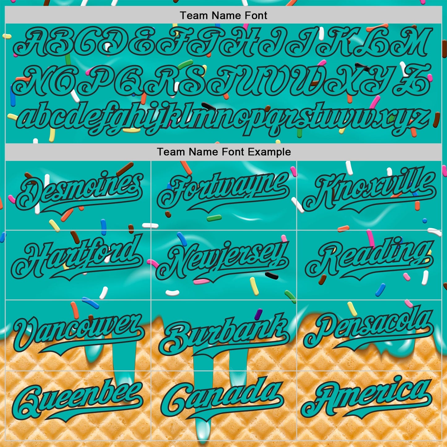 Custom Aqua-Black Ice Cream Waffle Foodie Dessert Authentic Baseball Jersey view 4