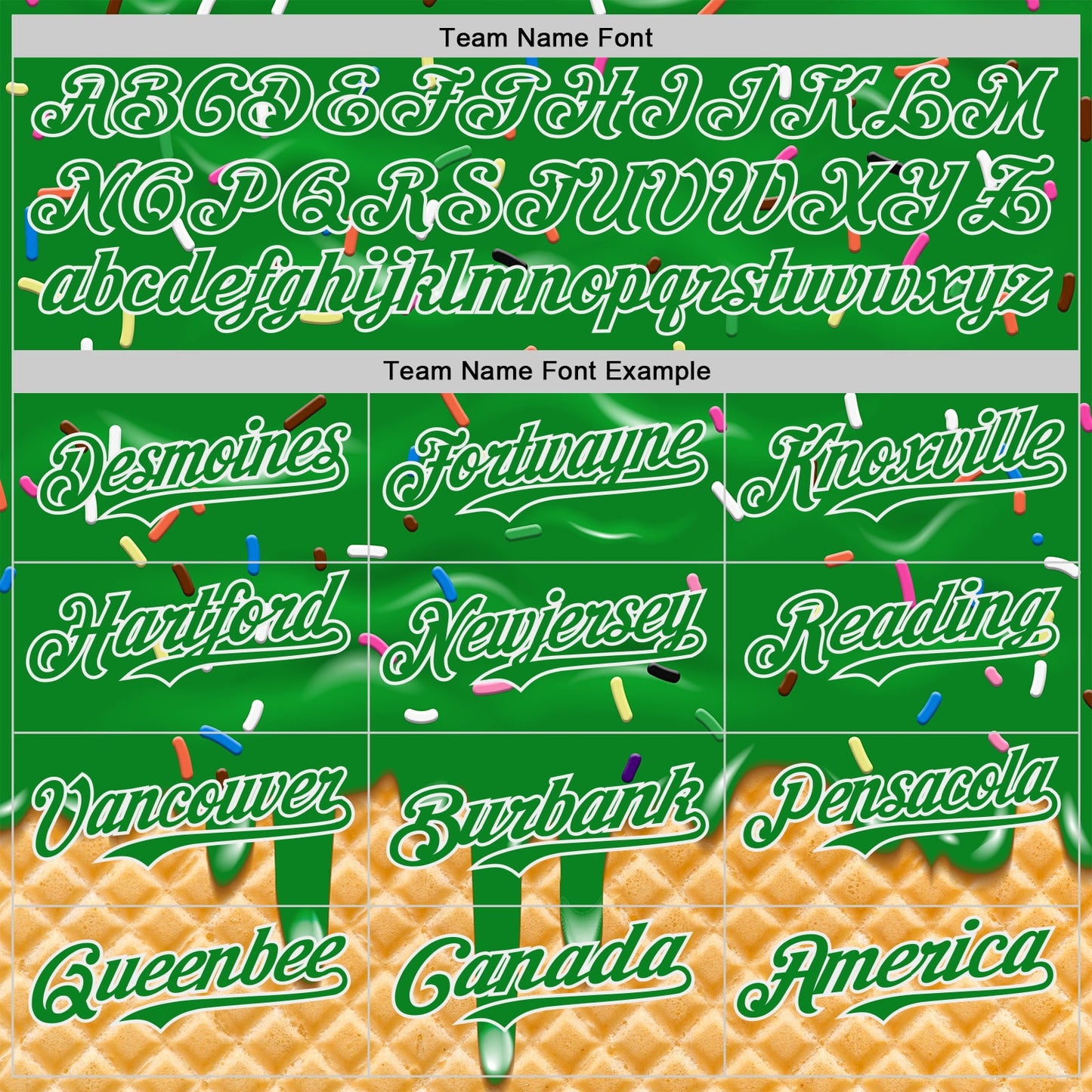 Custom Grass Green-White Ice Cream Waffle Foodie Dessert Authentic Baseball Jersey view 4