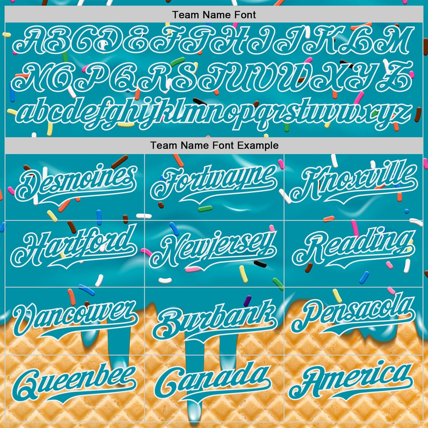 Custom Teal-White Ice Cream Waffle Foodie Dessert Authentic Baseball Jersey view 4