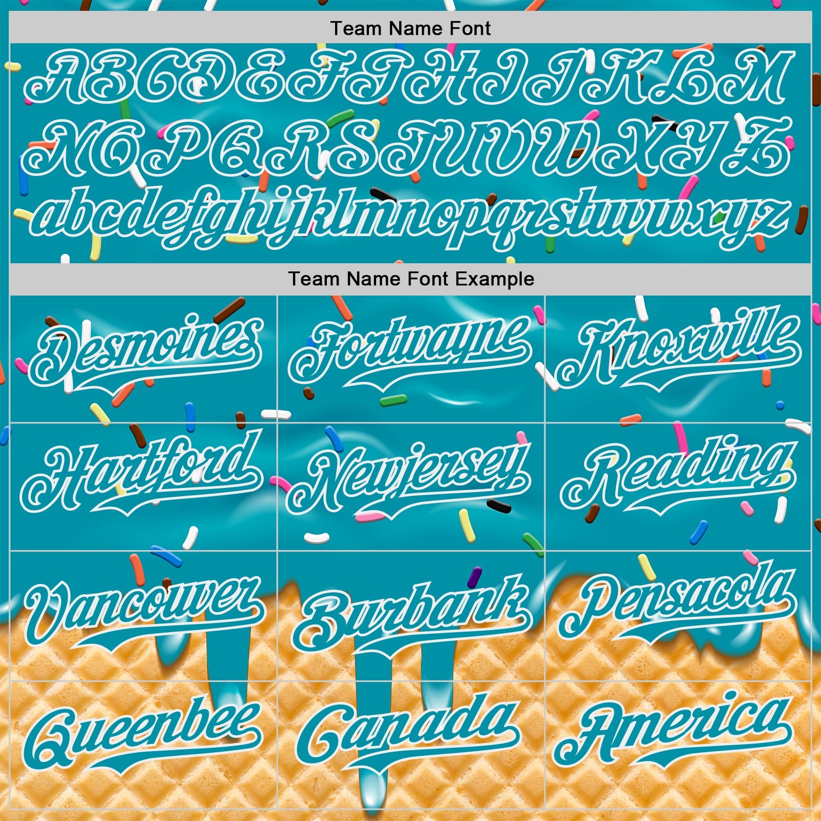 Custom Teal-White Ice Cream Waffle Foodie Dessert Authentic Baseball Jersey view 4