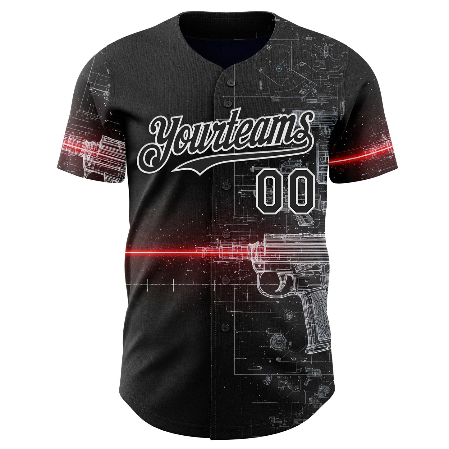 Custom Black-White Futurism Sci-Fi E-sports 3D Pattern Design Authentic Baseball Jersey view 2