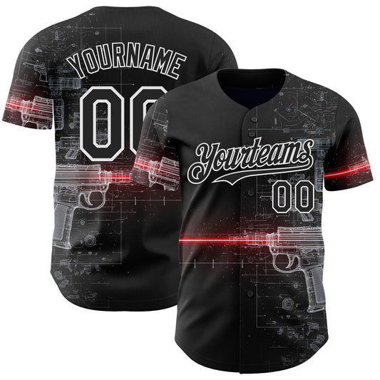 Custom Black-White Futurism Sci-Fi E-sports 3D Pattern Design Authentic Baseball Jersey - Main View