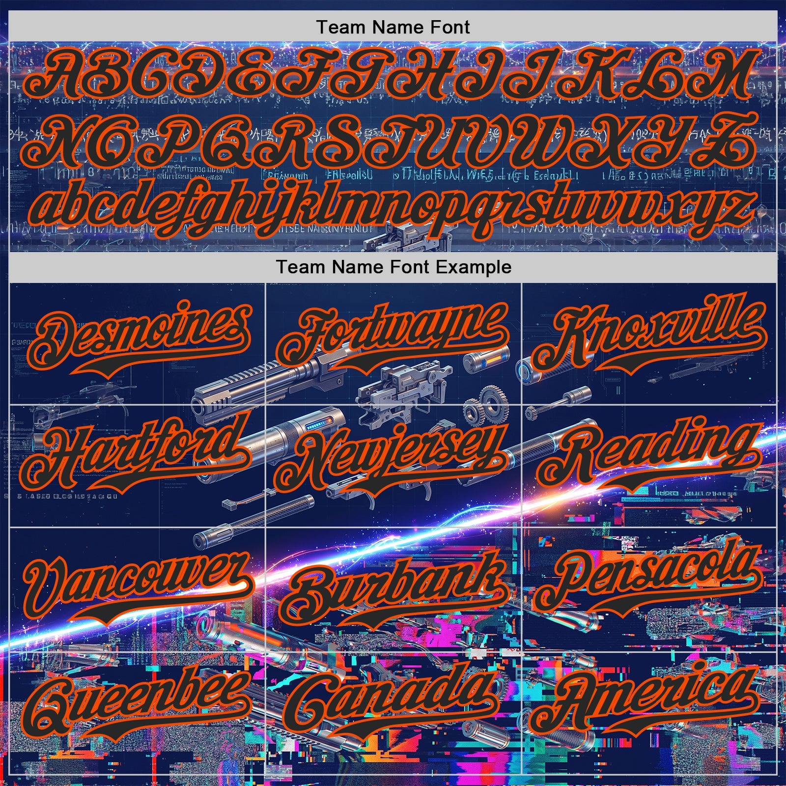 Custom Blue Black-Orange Futurism Sci-Fi E-sports 3D Pattern Design Authentic Baseball Jersey view 4