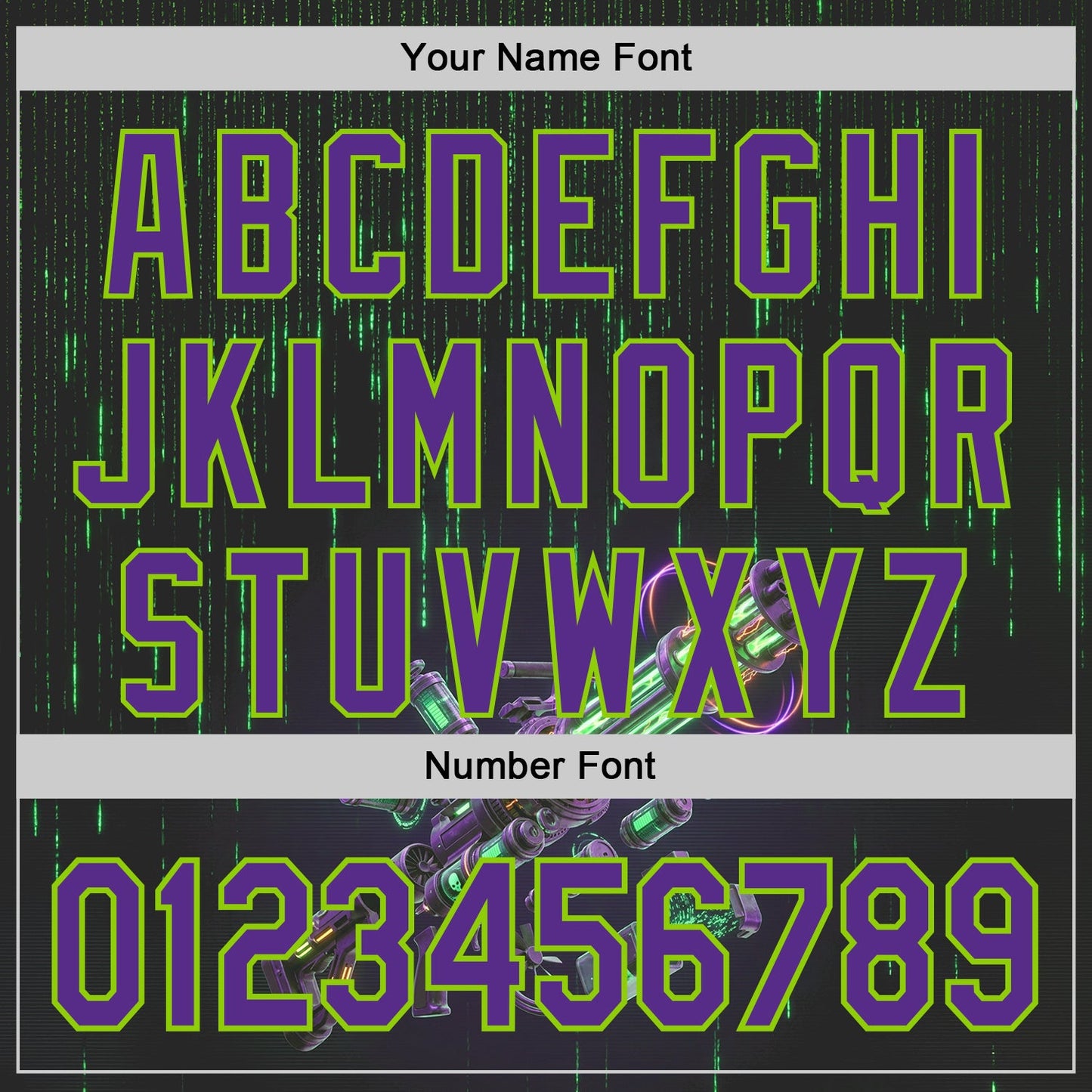 Custom Black Purple-Neon Green Futurism Cyberpunk Digital Rain 3D Pattern Design Authentic Baseball Jersey view 5