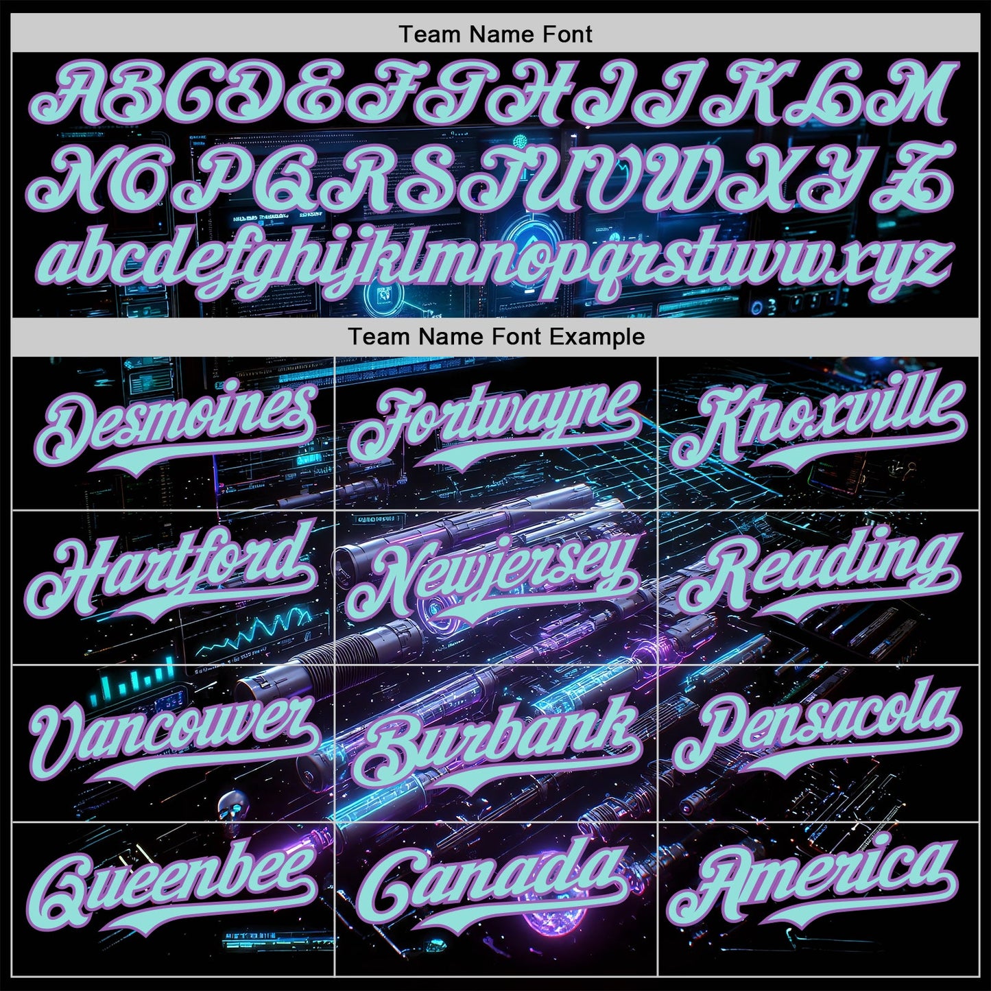 Custom Black Ice Blue-Medium Purple Futurism Cyberpunk E-sports 3D Pattern Design Authentic Baseball Jersey view 4