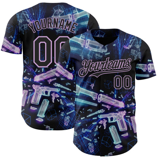 Custom Black-Light Purple Futurism Cyberpunk E-sports 3D Pattern Design Authentic Baseball Jersey - Main View