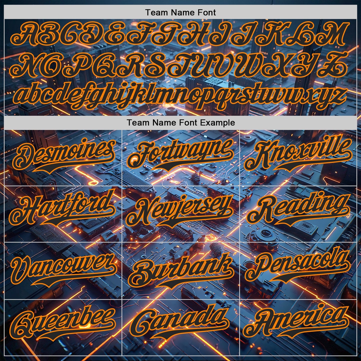 Custom Blue Black-Bay Orange Futurism Tech E-sports 3D Pattern Design Authentic Baseball Jersey view 4