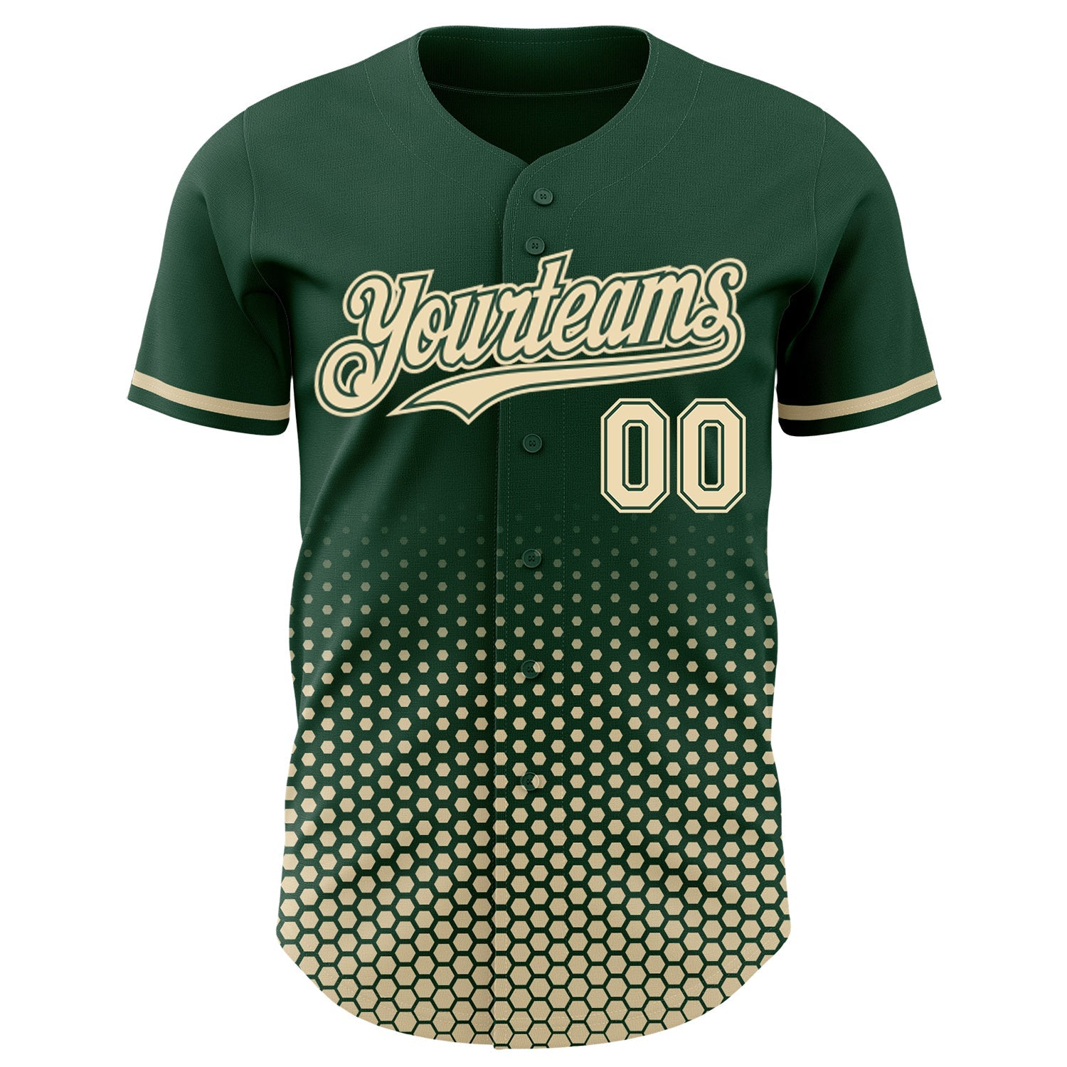Custom Green-Cream Geometric Hexagonal Dot Gradient Authentic Baseball Jersey view 2