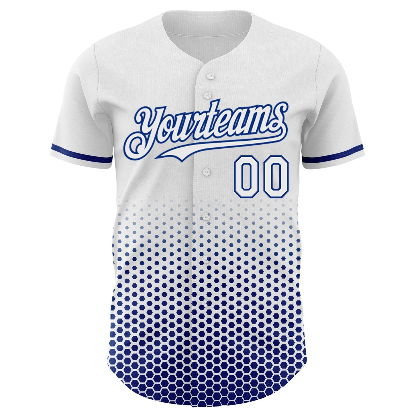 Custom White-Royal Geometric Hexagonal Dot Gradient Authentic Baseball Jersey view 2