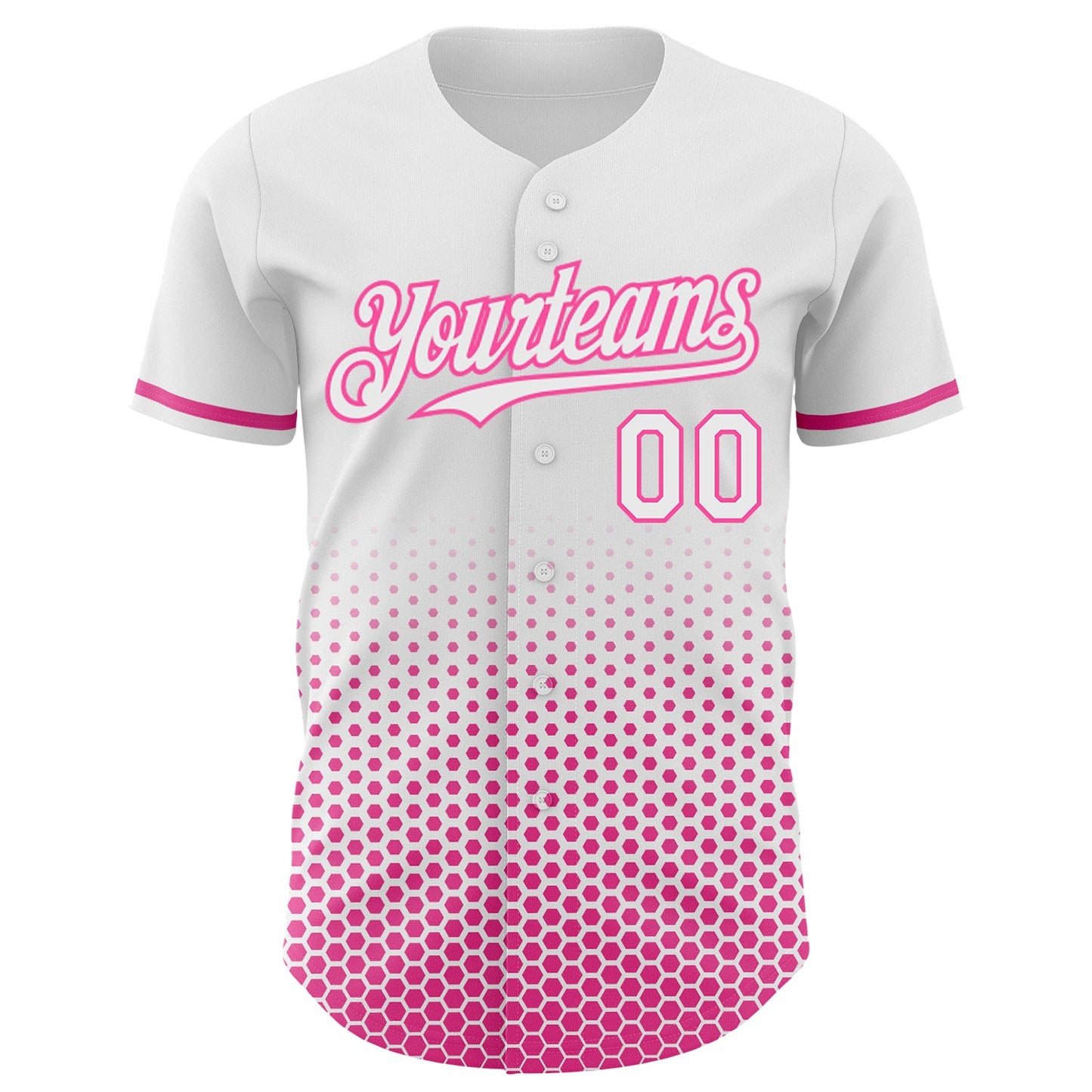 Custom White-Pink Geometric Hexagonal Dot Gradient Authentic Baseball Jersey view 2