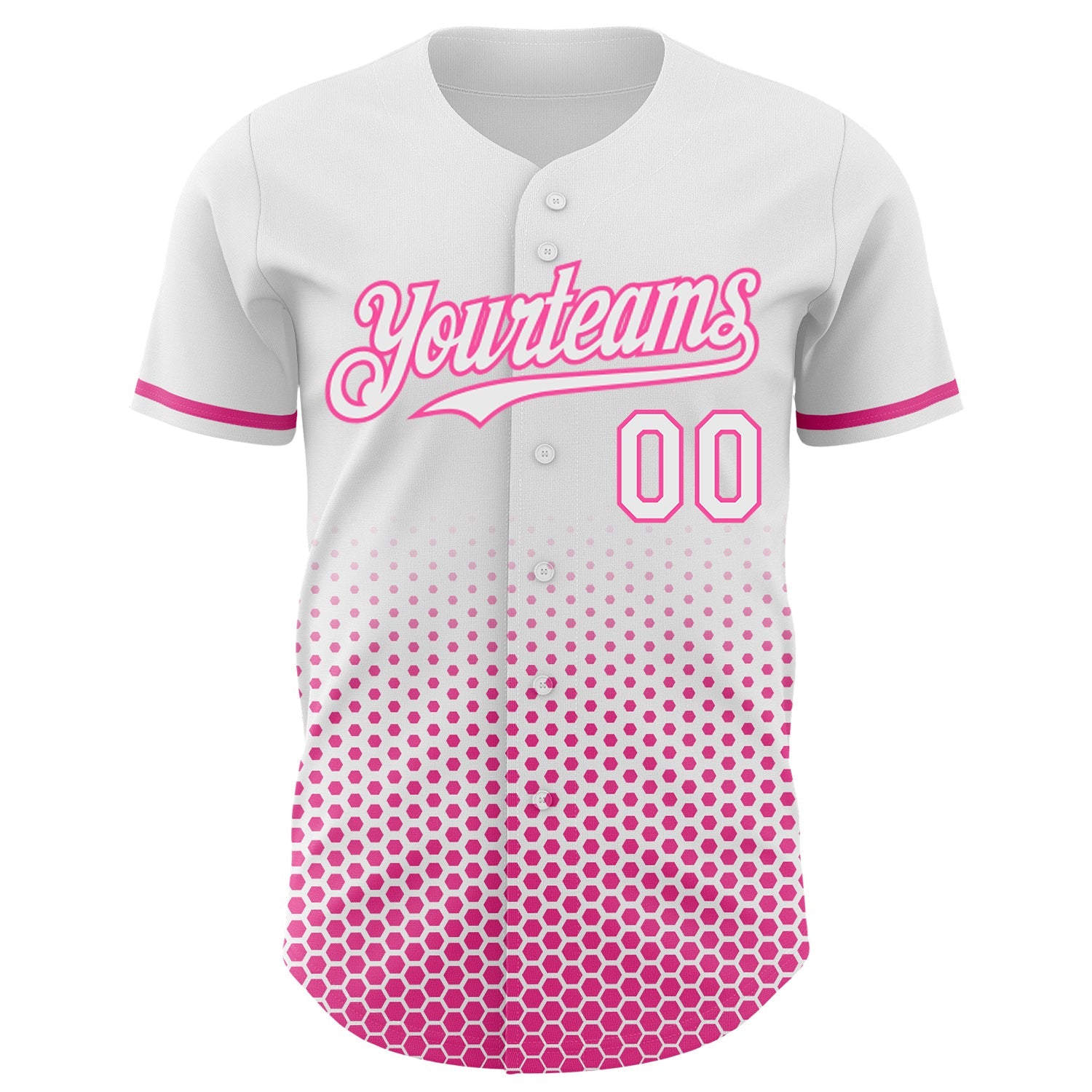 Custom White-Pink Geometric Hexagonal Dot Gradient Authentic Baseball Jersey view 2