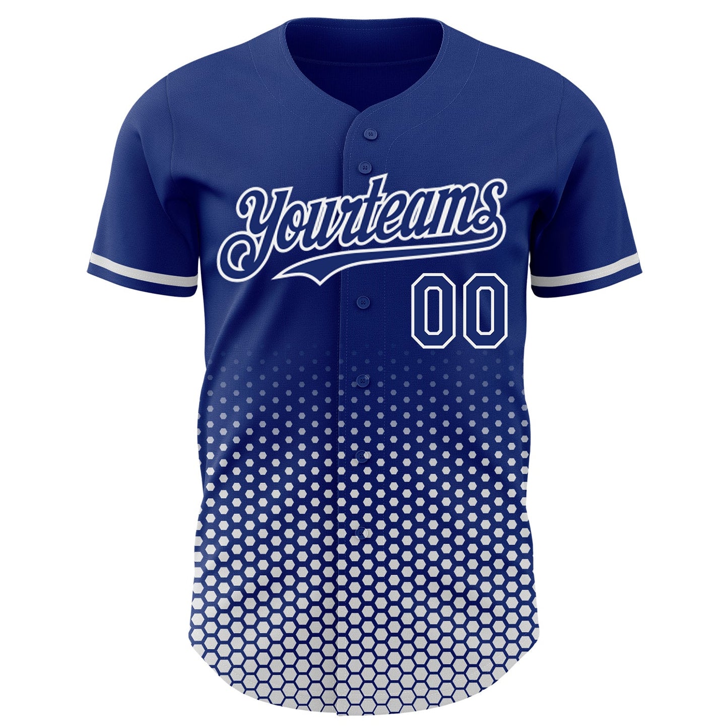 Custom Royal-White Geometric Hexagonal Dot Gradient Authentic Baseball Jersey view 2