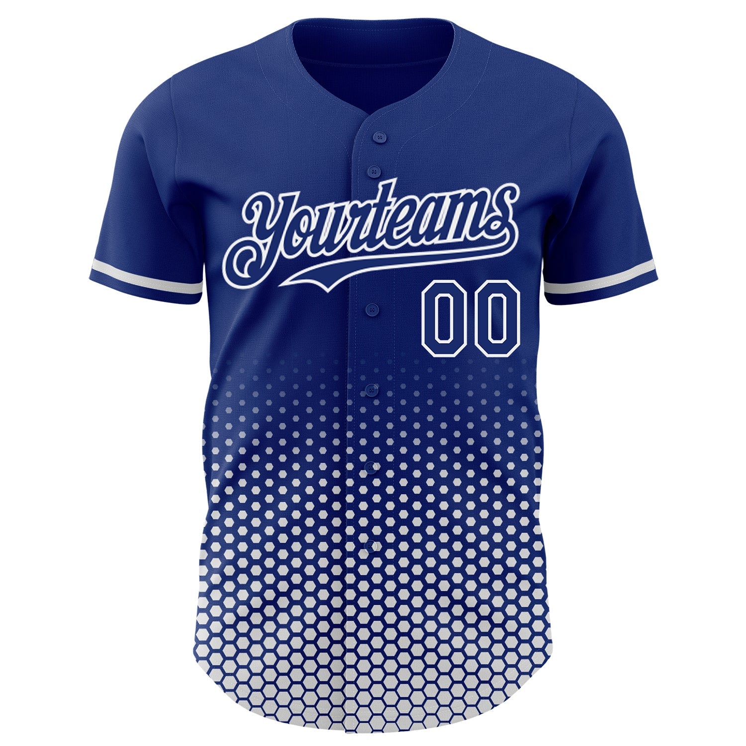 Custom Royal-White Geometric Hexagonal Dot Gradient Authentic Baseball Jersey view 2