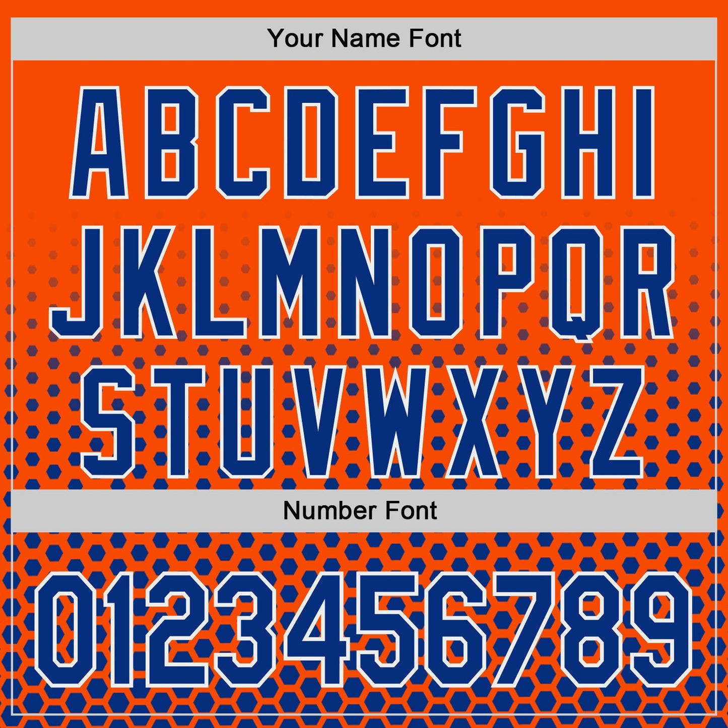 Custom Orange Royal-White Geometric Hexagonal Dot Gradient Authentic Baseball Jersey view 5