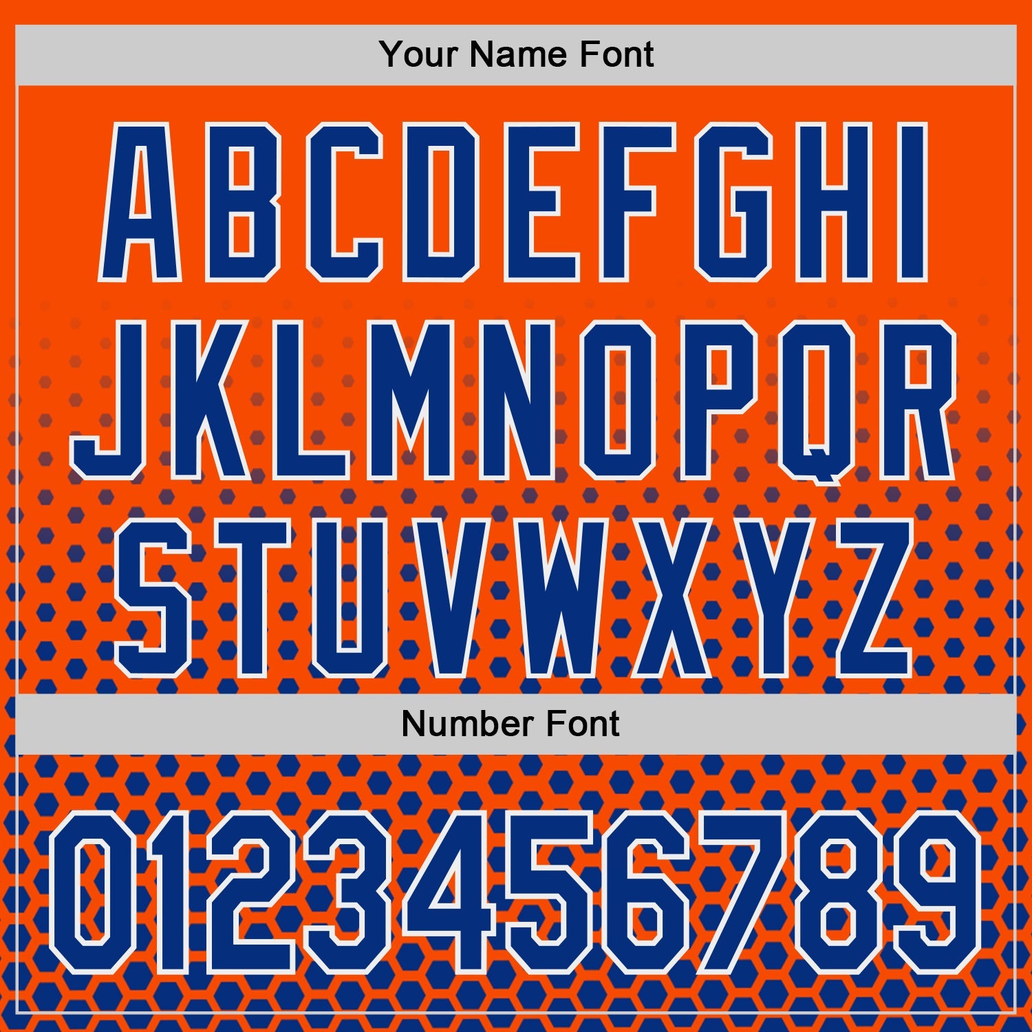 Custom Orange Royal-White Geometric Hexagonal Dot Gradient Authentic Baseball Jersey view 5