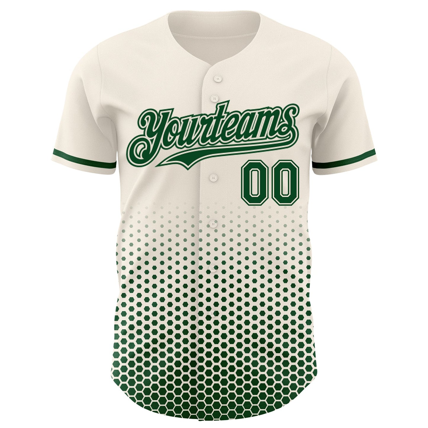 Custom Cream-Green Geometric Hexagonal Dot Gradient Authentic Baseball Jersey view 2