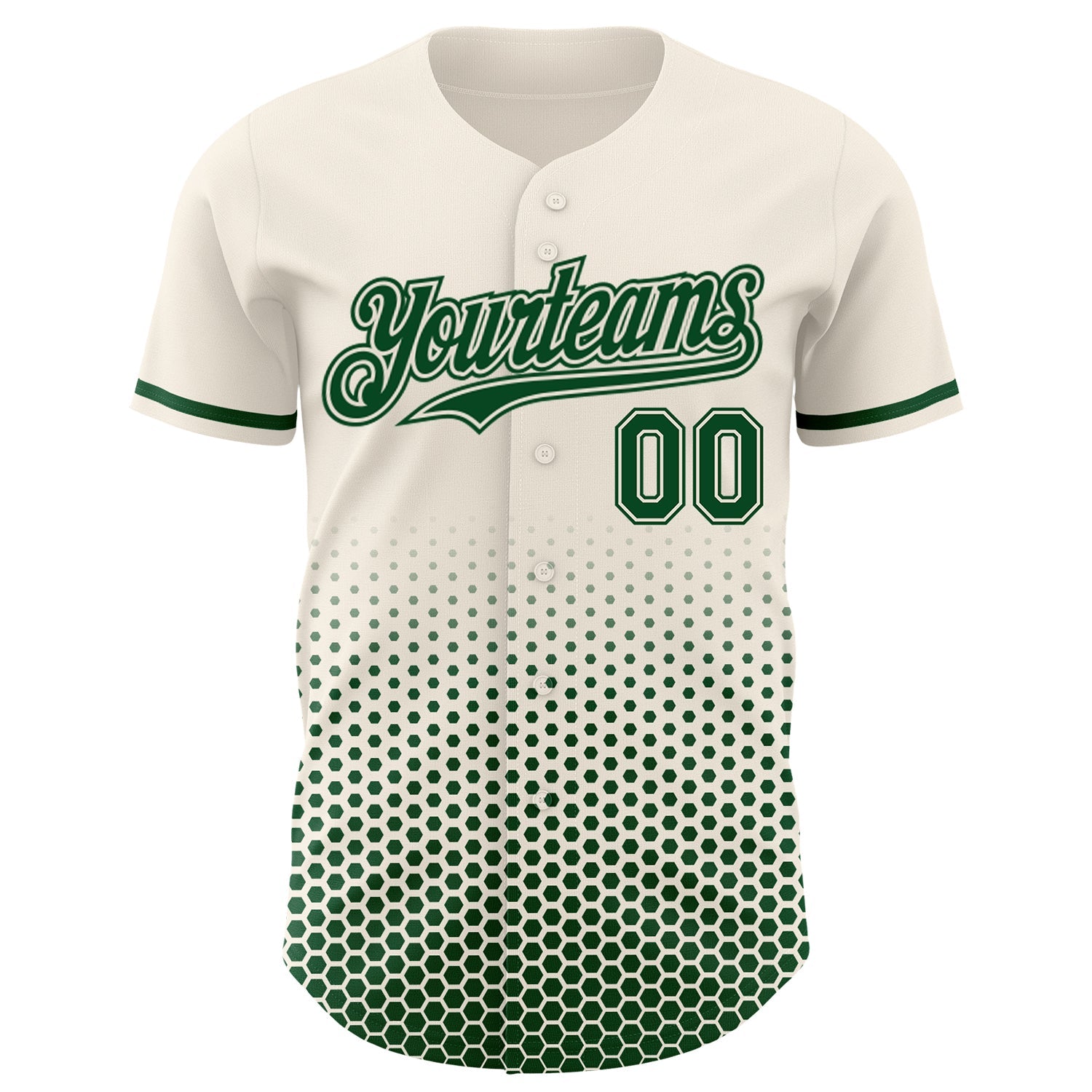 Custom Cream-Green Geometric Hexagonal Dot Gradient Authentic Baseball Jersey view 2