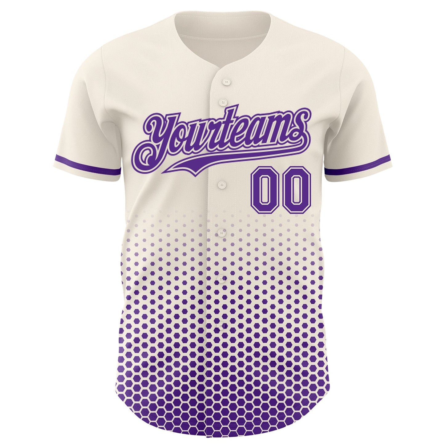 Custom Cream-Purple Geometric Hexagonal Dot Gradient Authentic Baseball Jersey view 2