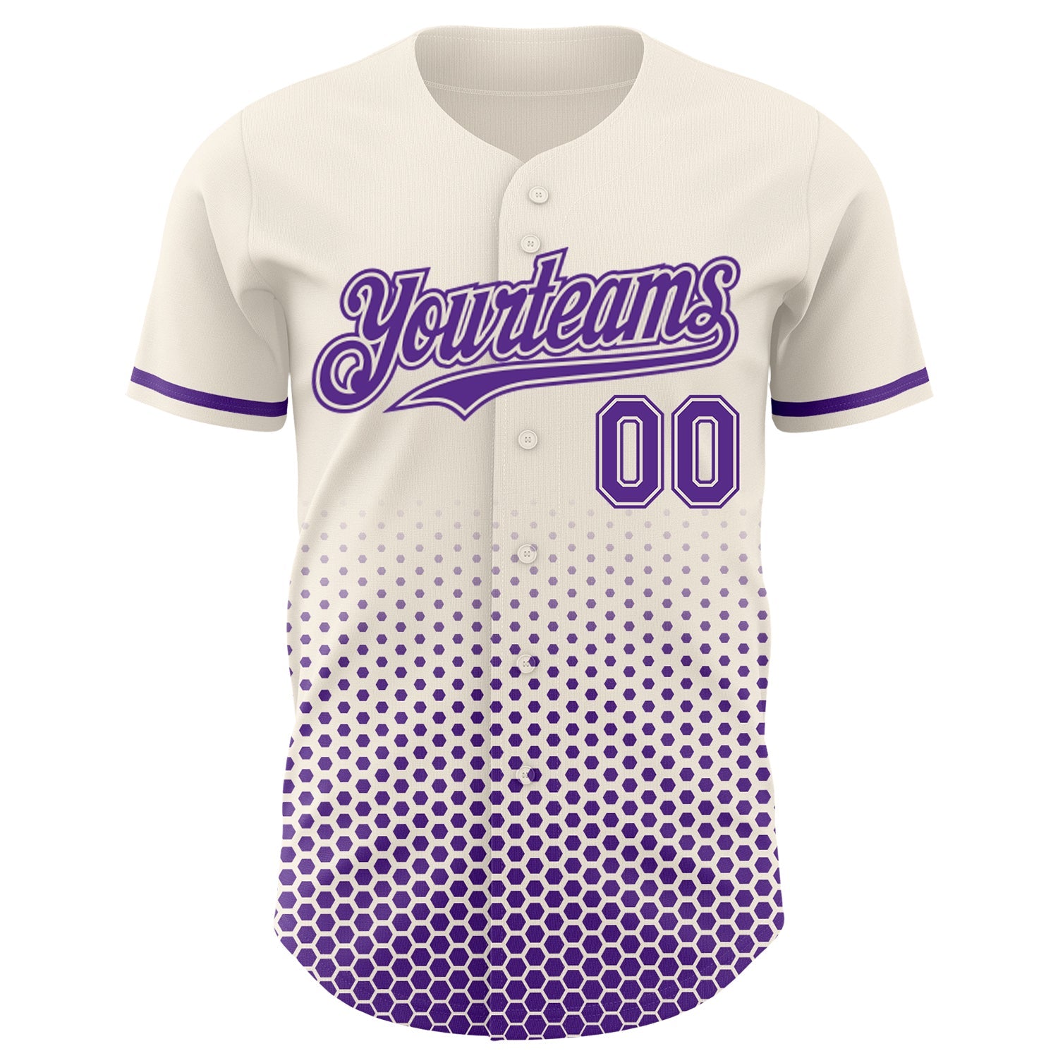 Custom Cream-Purple Geometric Hexagonal Dot Gradient Authentic Baseball Jersey view 2
