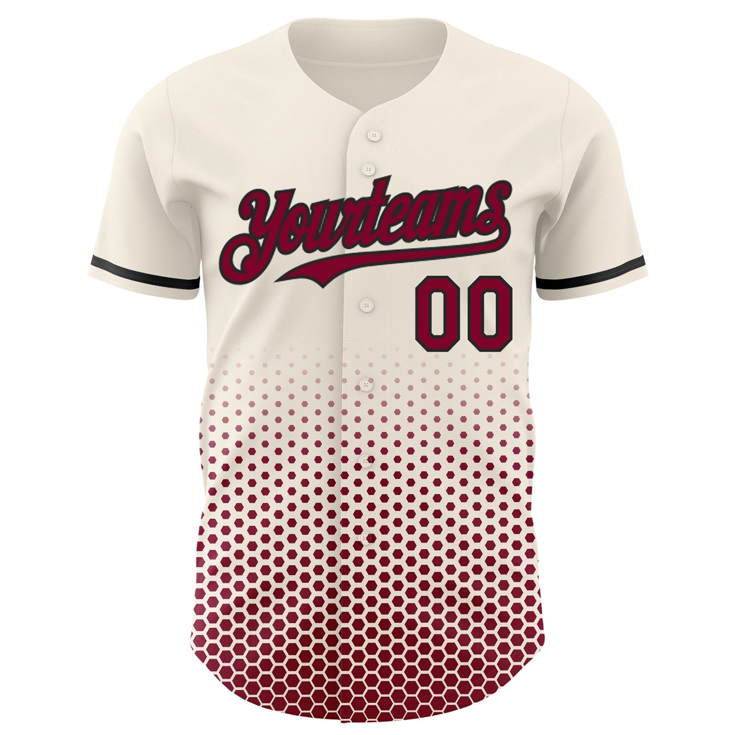 Custom Cream Maroon-Black Geometric Hexagonal Dot Gradient Authentic Baseball Jersey view 2