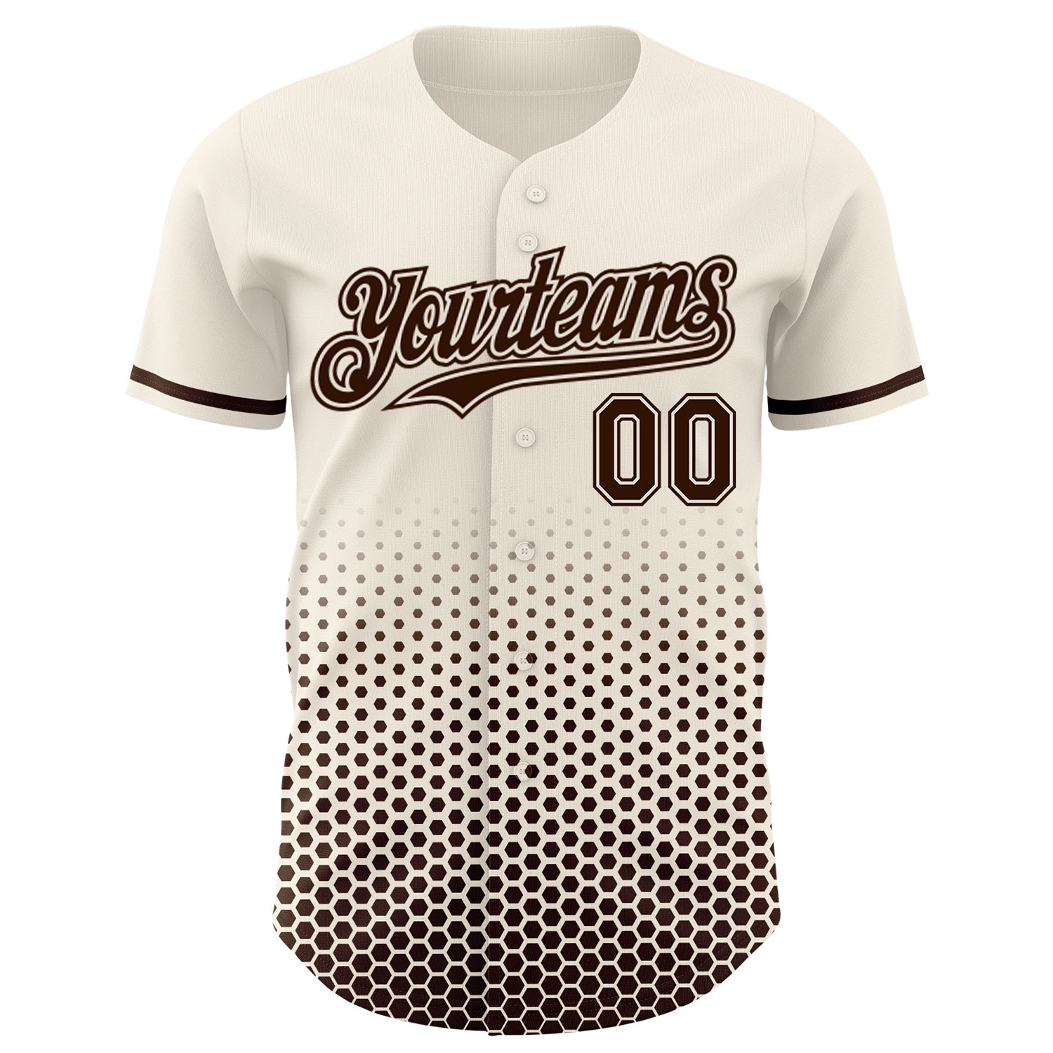 Custom Cream-Brown Geometric Hexagonal Dot Gradient Authentic Baseball Jersey view 2