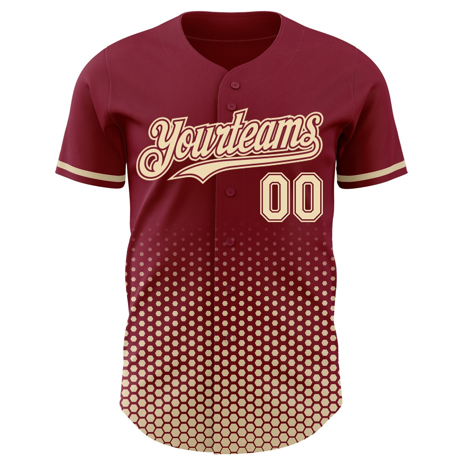 Custom Crimson-Cream Geometric Hexagonal Dot Gradient Authentic Baseball Jersey view 2