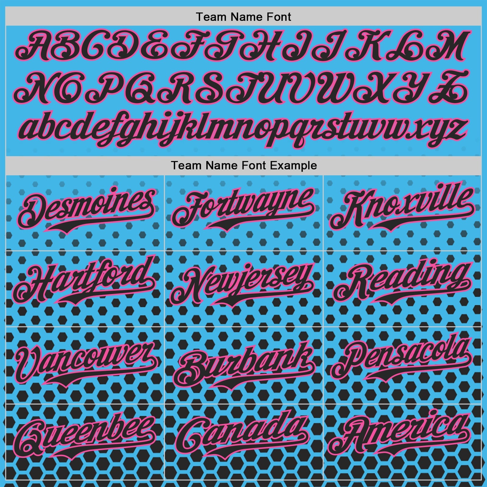 Custom Sky Blue Black-Pink Geometric Hexagonal Dot Gradient Authentic Baseball Jersey view 4
