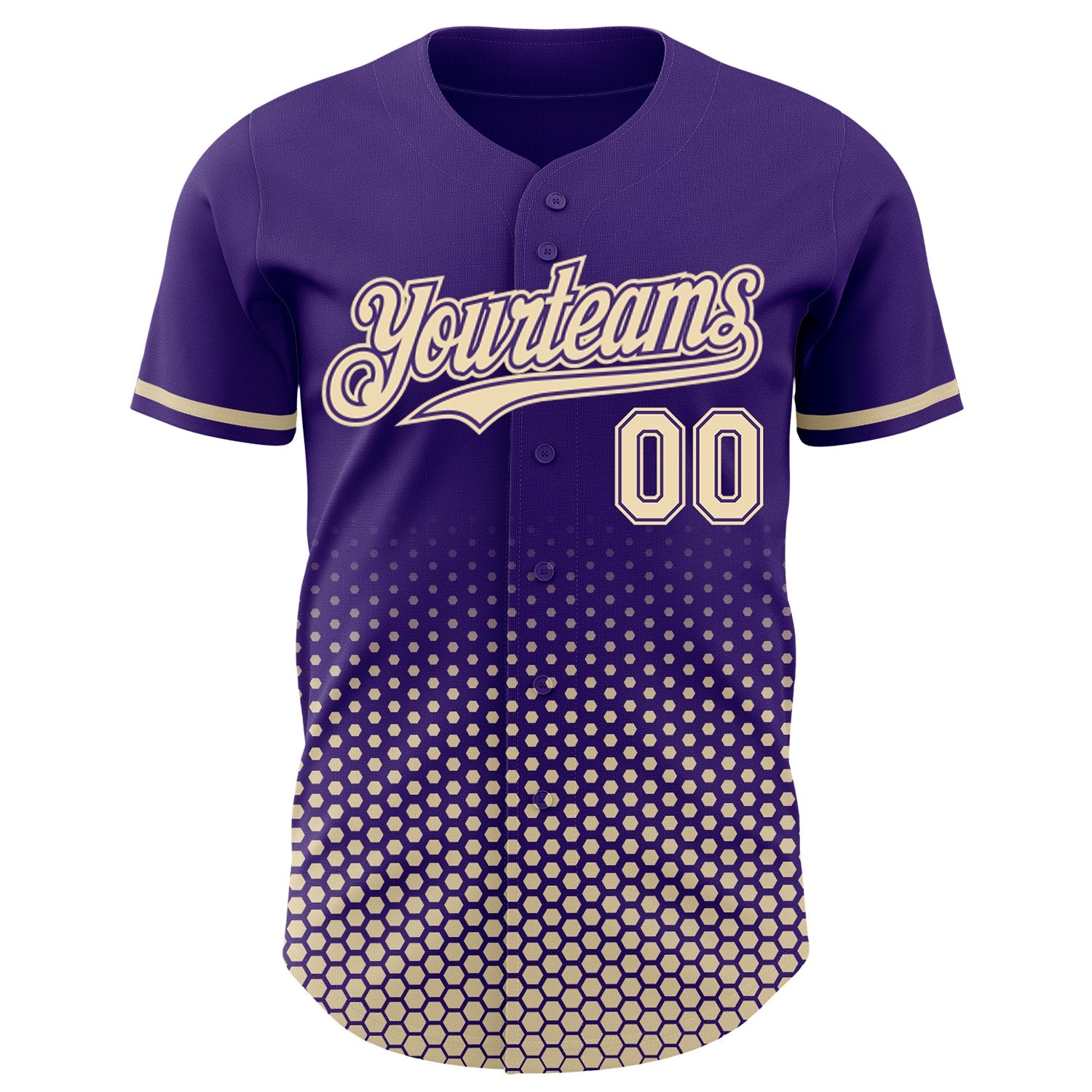 Custom Purple-Cream Geometric Hexagonal Dot Gradient Authentic Baseball Jersey view 2
