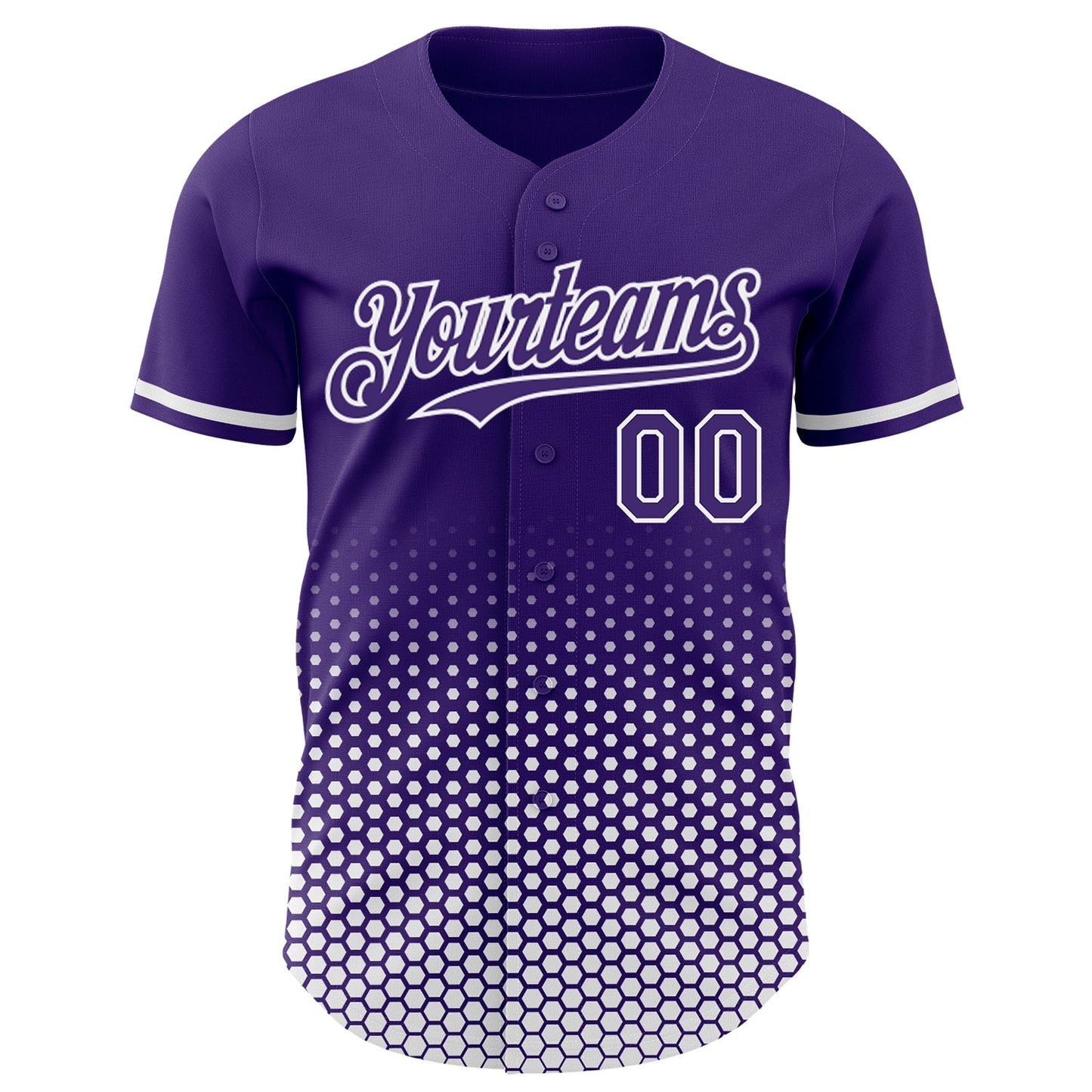 Custom Purple-White Geometric Hexagonal Dot Gradient Authentic Baseball Jersey view 2