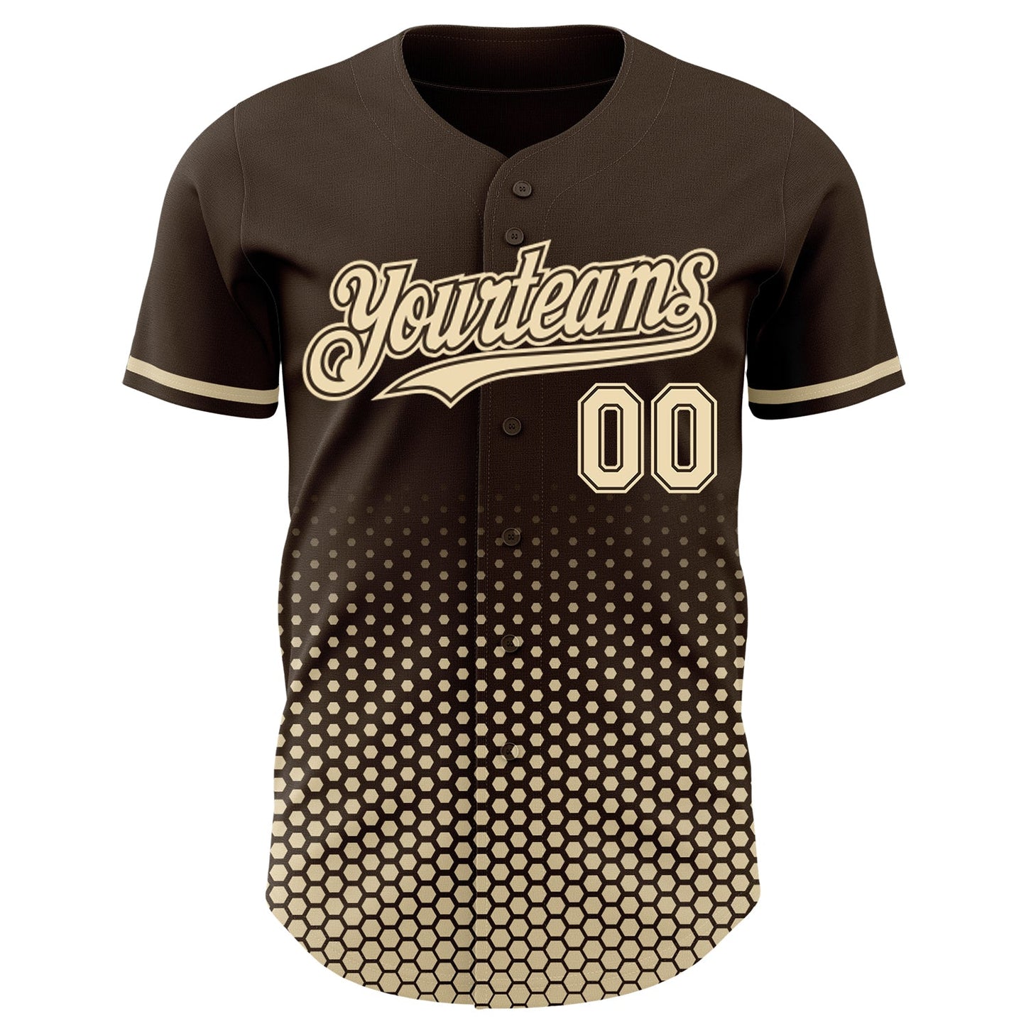 Custom Brown-Cream Geometric Hexagonal Dot Gradient Authentic Baseball Jersey view 2