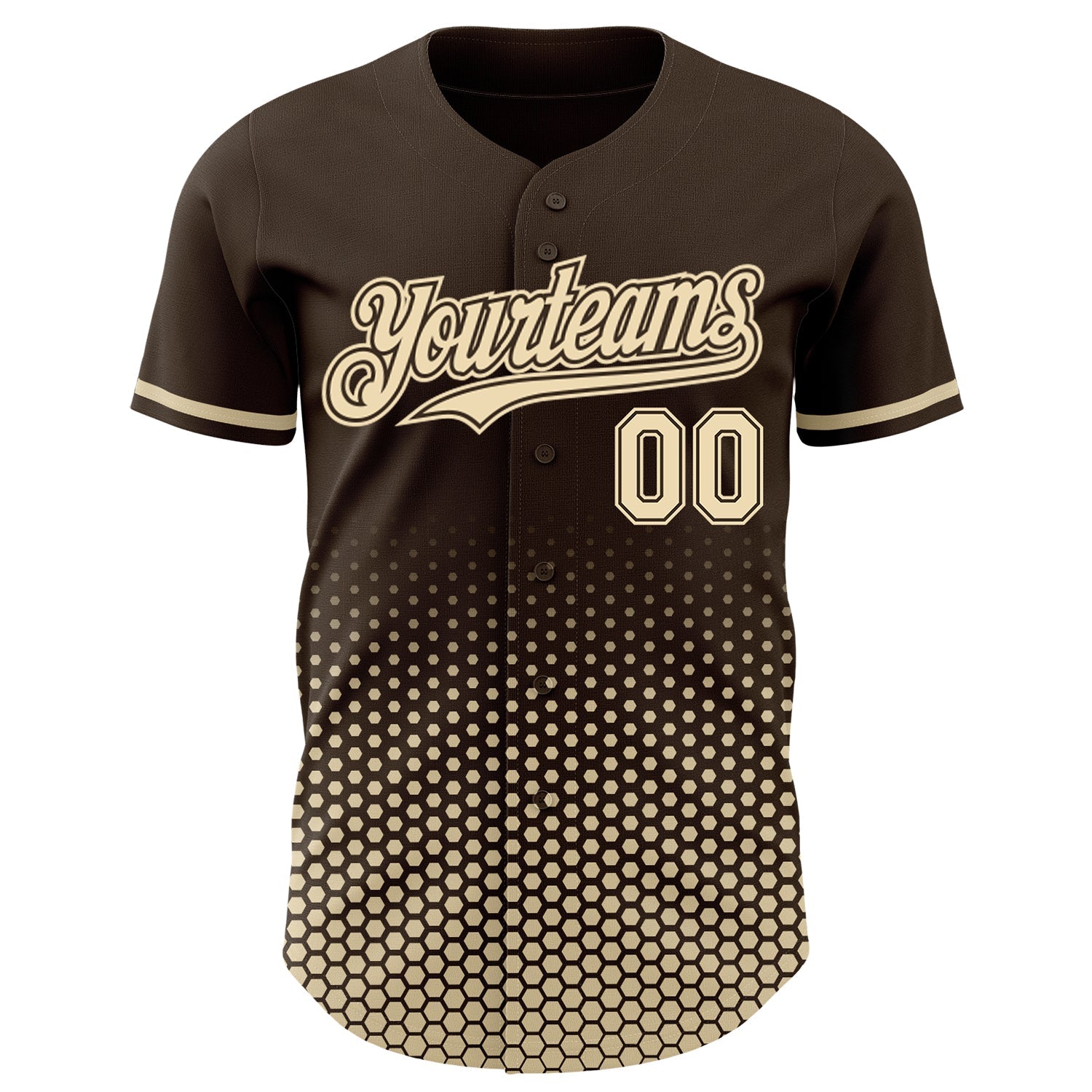 Custom Brown-Cream Geometric Hexagonal Dot Gradient Authentic Baseball Jersey view 2