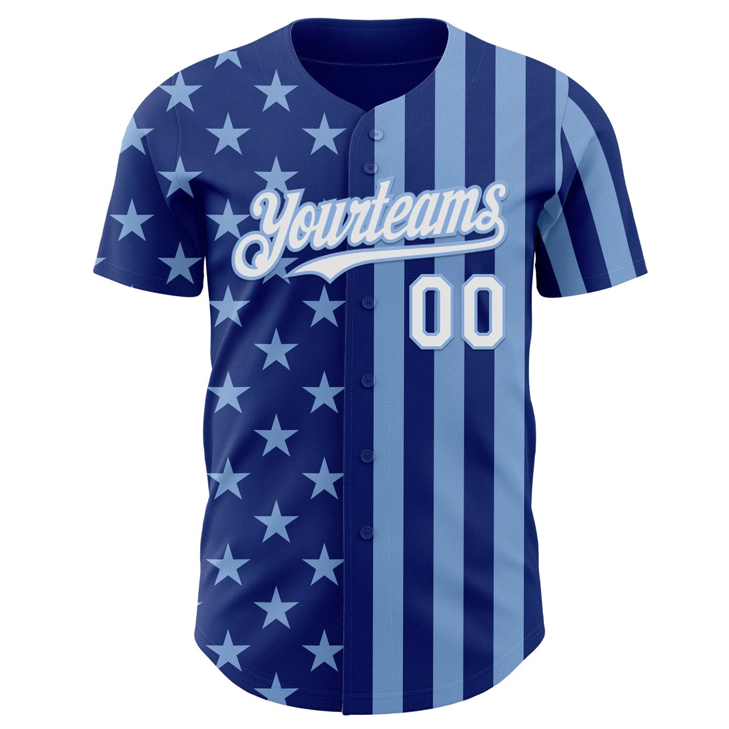 Custom Royal White-Light Blue USA Flag Patriotic Split Stars and Stripes Authentic Baseball Jersey view 2