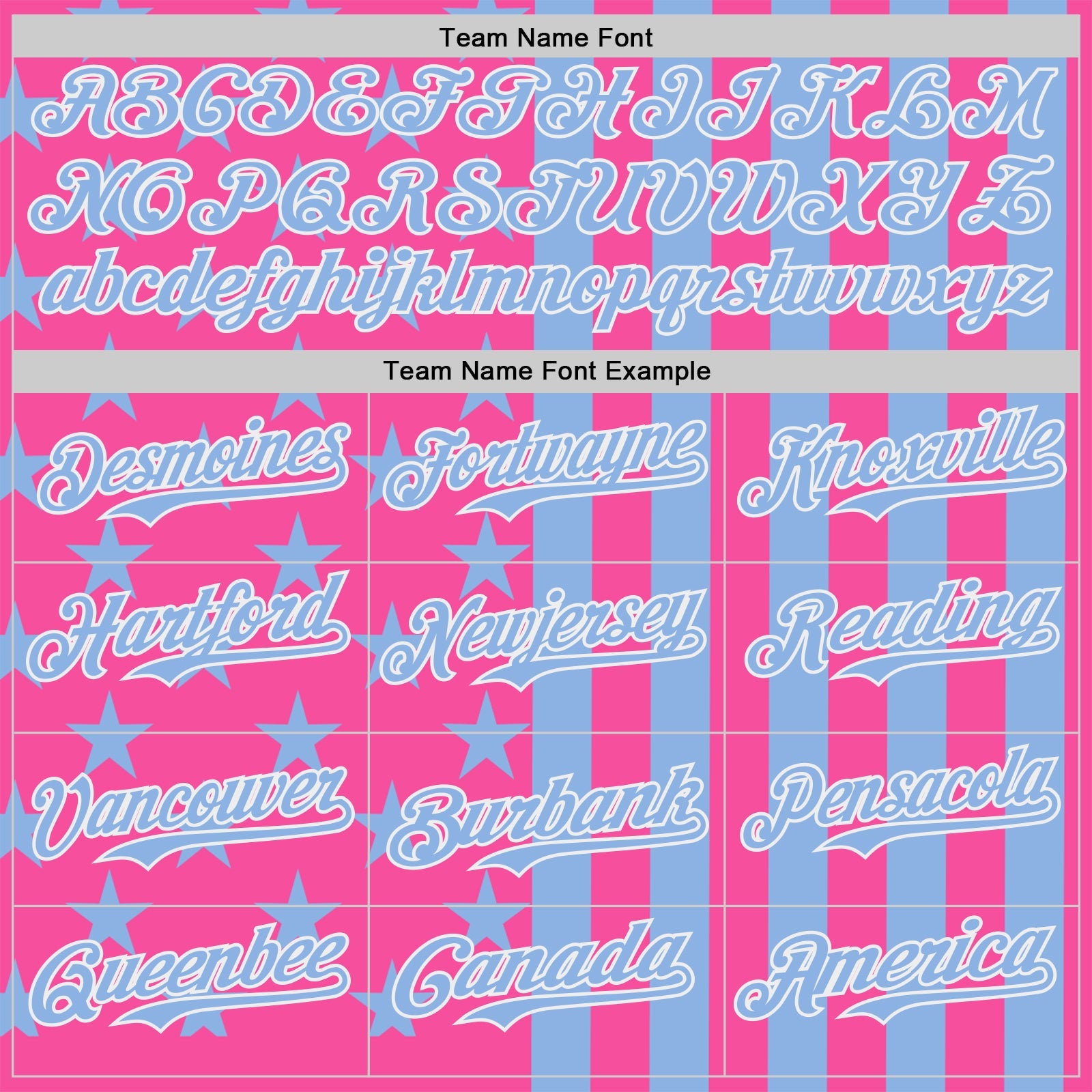 Custom Pink Light Blue-White USA Flag Patriotic Split Stars and Stripes Authentic Baseball Jersey view 4