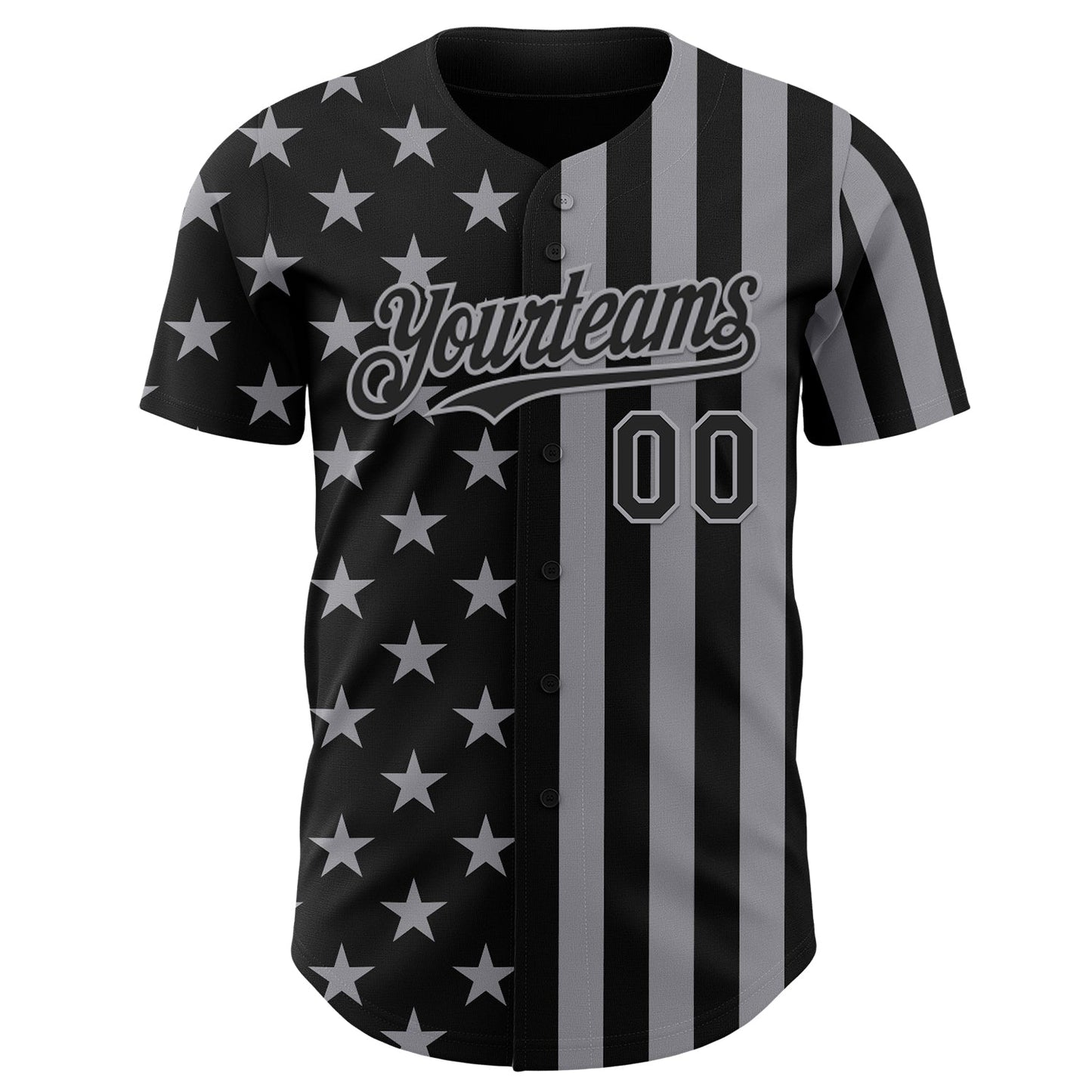 Custom Black-Gray USA Flag Patriotic Split Stars and Stripes Authentic Baseball Jersey view 2
