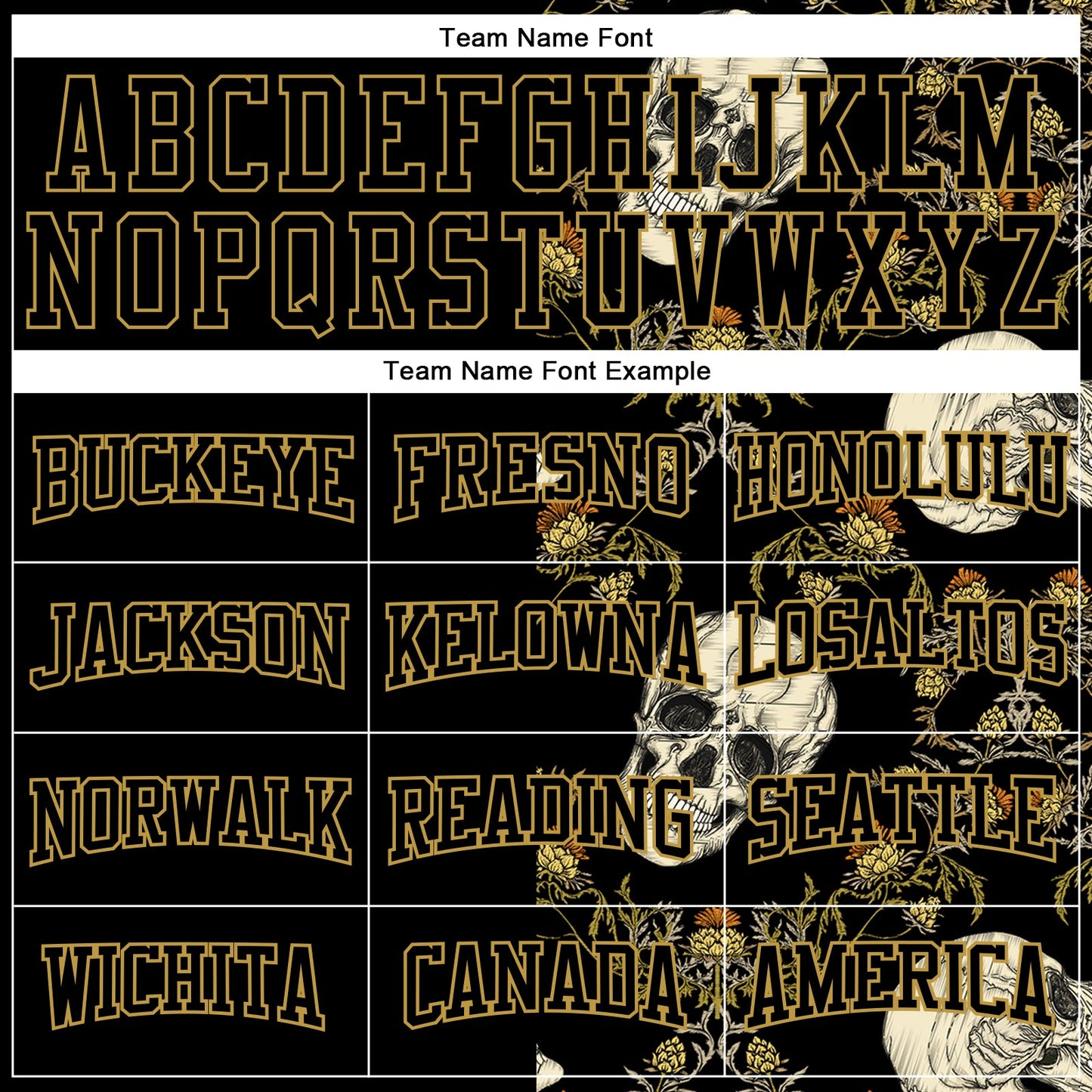 Custom Stitched Black Old Gold 3D Skull Fashion Plant Sports Pullover Sweatshirt Hoodie view 3
