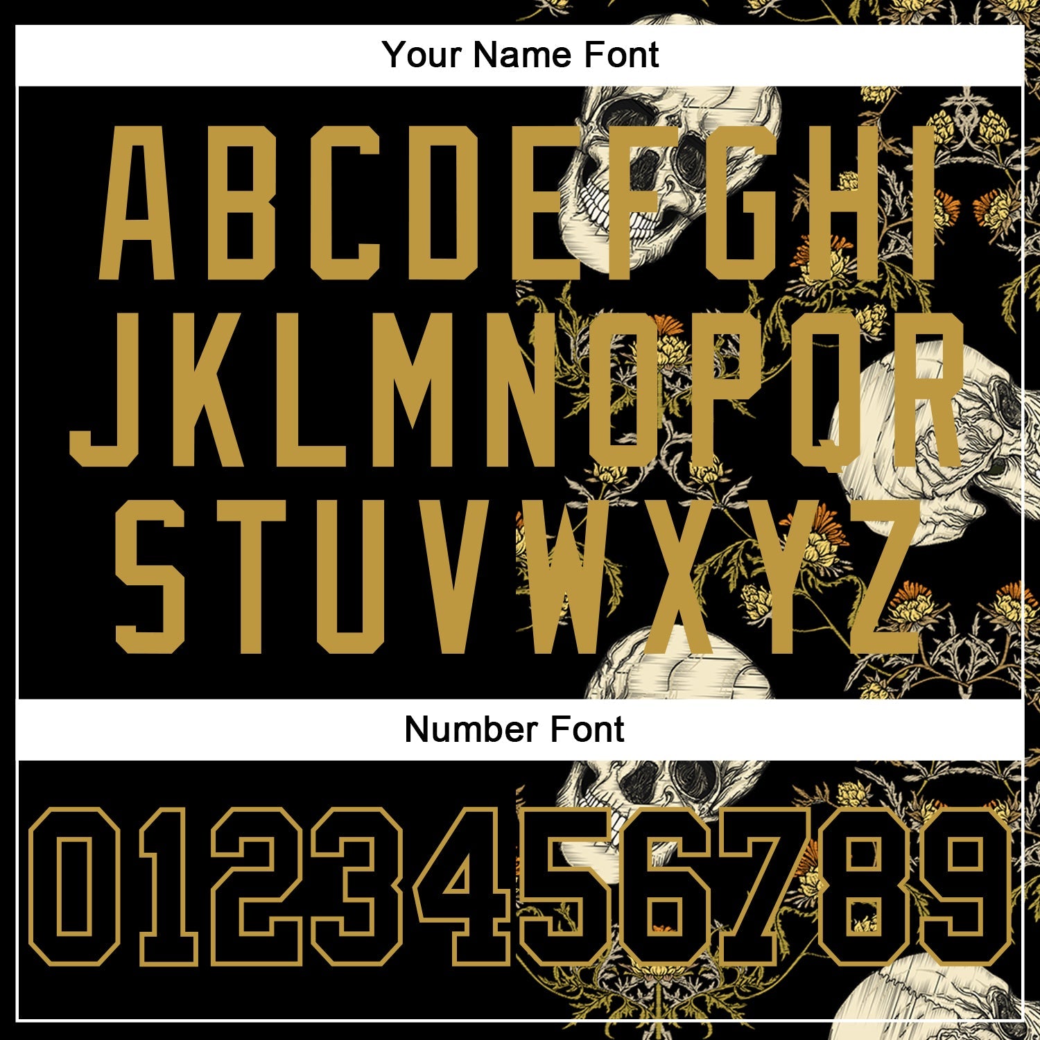 Custom Stitched Black Old Gold 3D Skull Fashion Plant Sports Pullover Sweatshirt Hoodie view 4