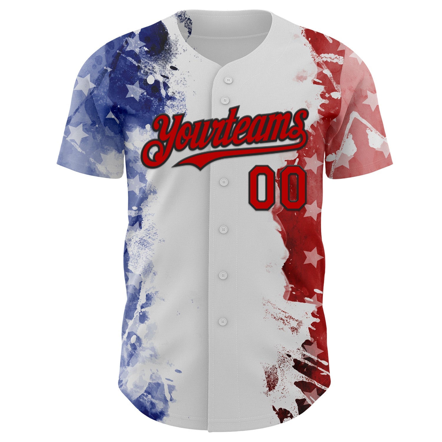 Custom White Red Royal-Black American Flag Patriotic Authentic Baseball Jersey view 2