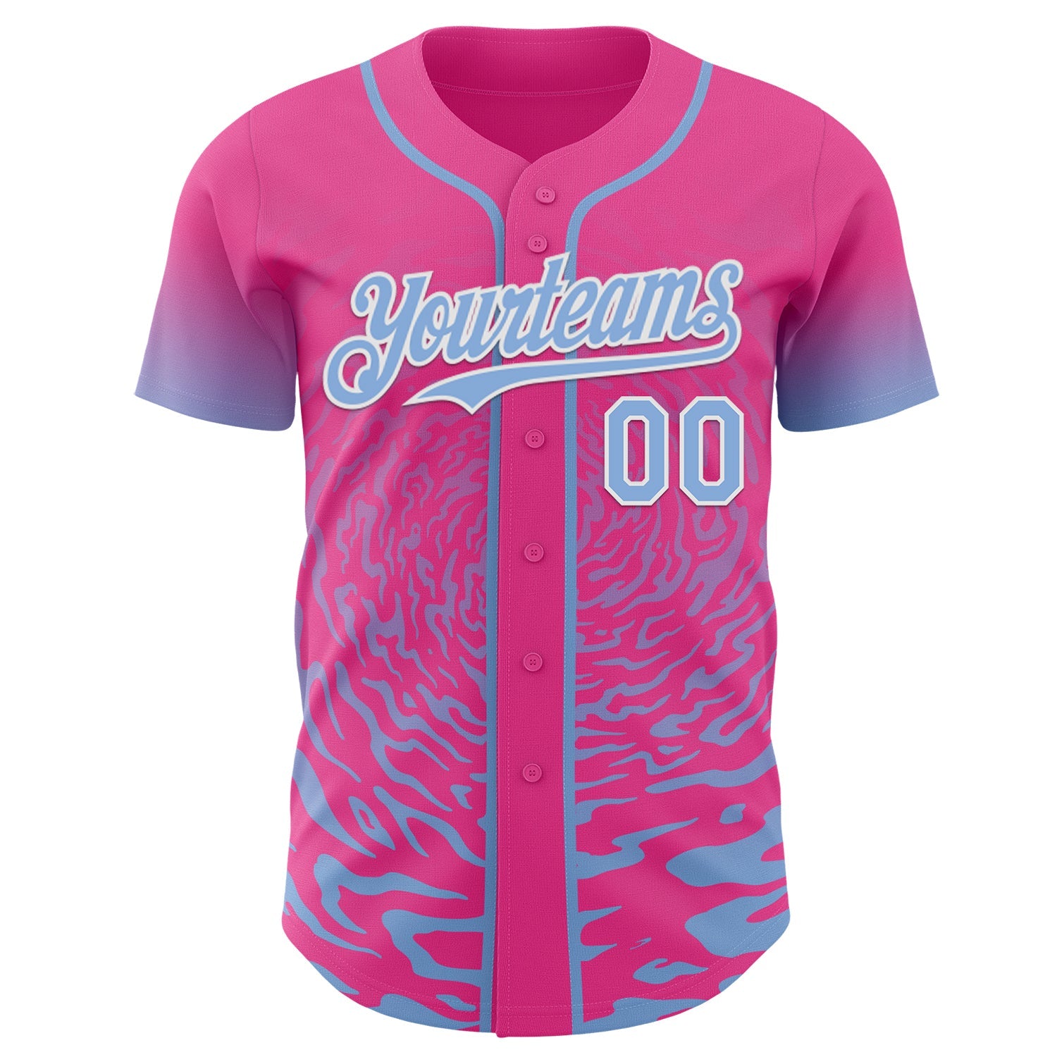 Custom Light Pink Black-White Ice Cream Waffle Foodie Dessert Authentic Baseball Jersey view 2