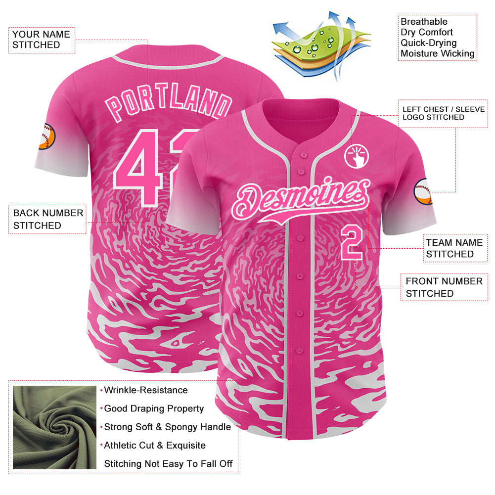 Custom Light Pink Sky Blue-White Ice Cream Waffle Foodie Dessert Authentic Baseball Jersey view 3