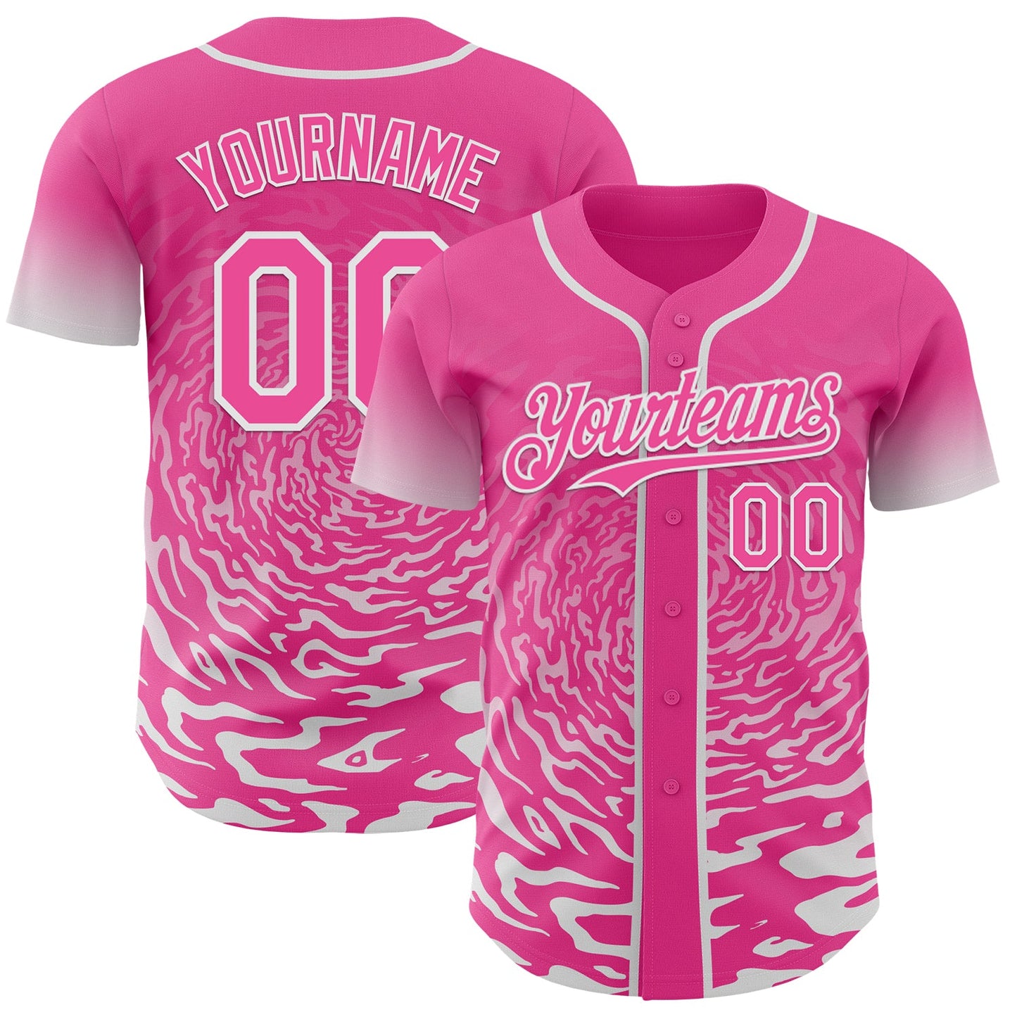 Custom Light Pink Sky Blue-White Ice Cream Waffle Foodie Dessert Authentic Baseball Jersey - Main View