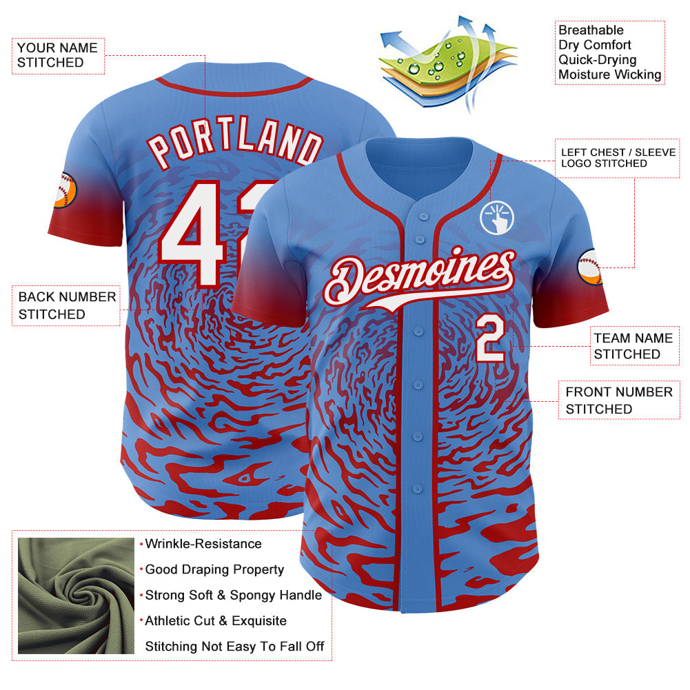 Custom Ice Blue Orange-White Ice Cream Waffle Foodie Dessert Authentic Baseball Jersey view 3