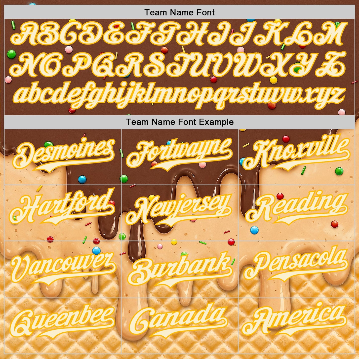 Custom Brown Cream-Gold Ice Cream Waffle Foodie Dessert Authentic Baseball Jersey view 5